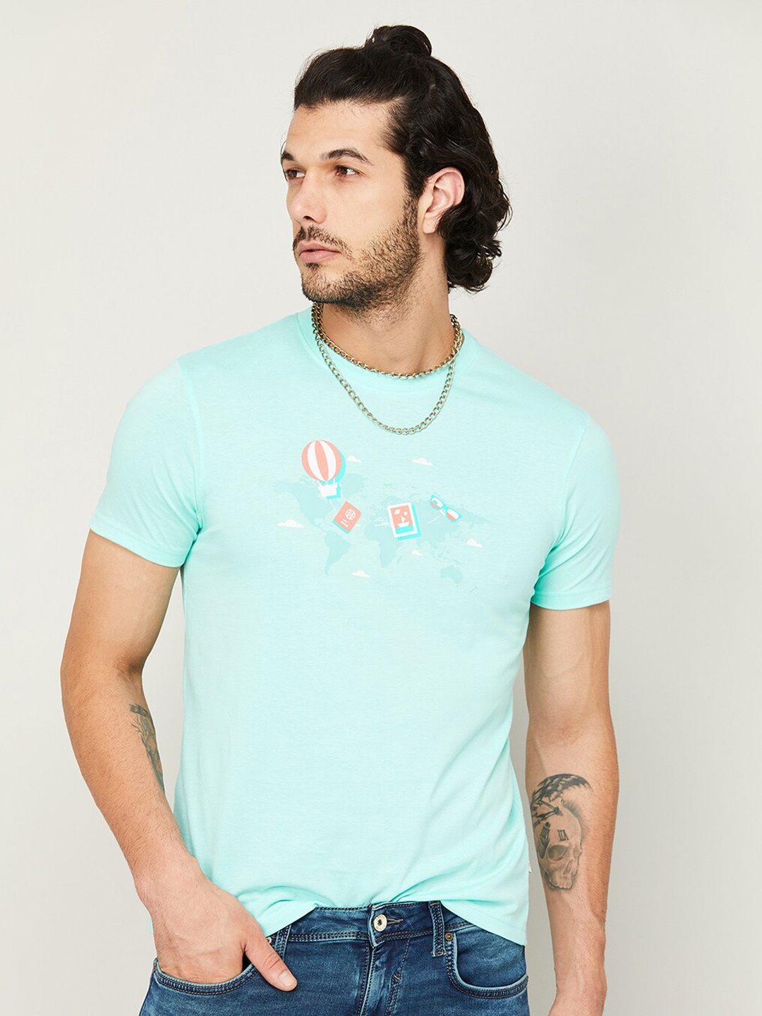 

Fame Forever by Lifestyle Men Blue Cotton Printed T-shirt