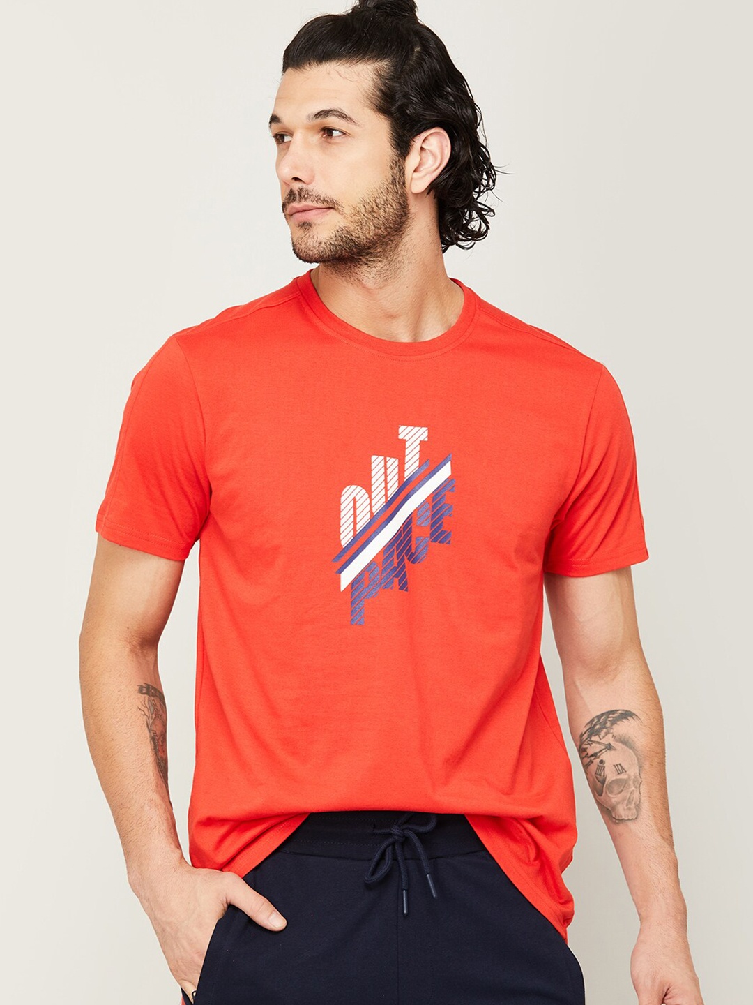 

Fame Forever by Lifestyle Men Red Typography Printed Cotton T-shirt