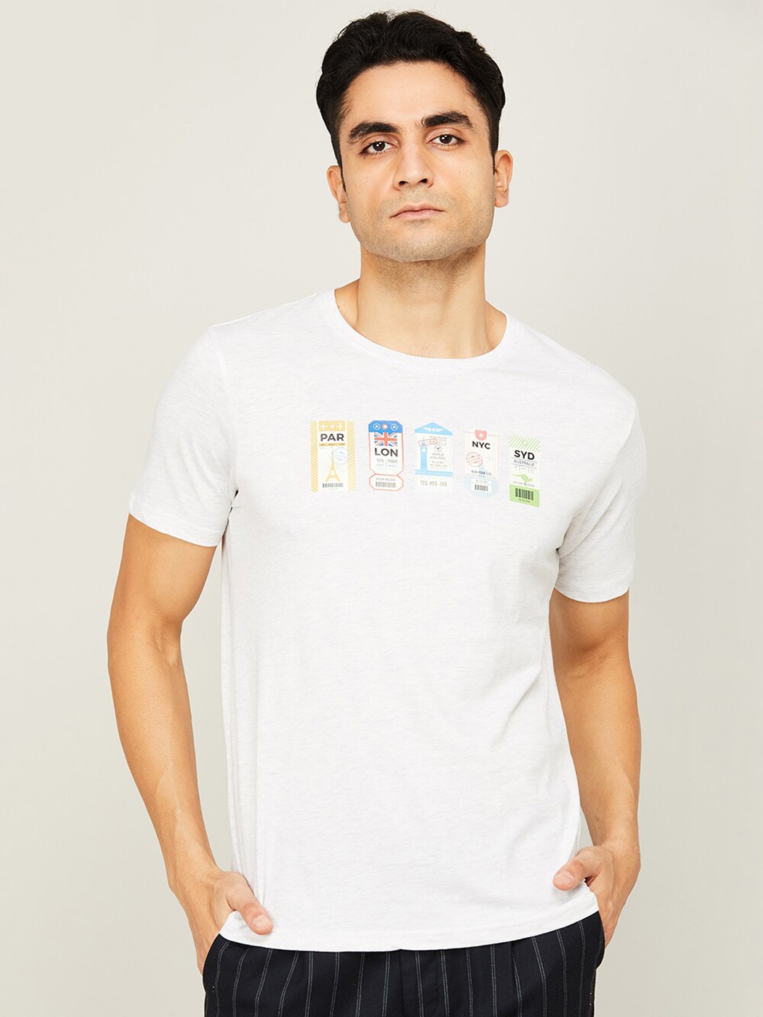 

Fame Forever by Lifestyle Men Grey Printed Cotton T-shirt