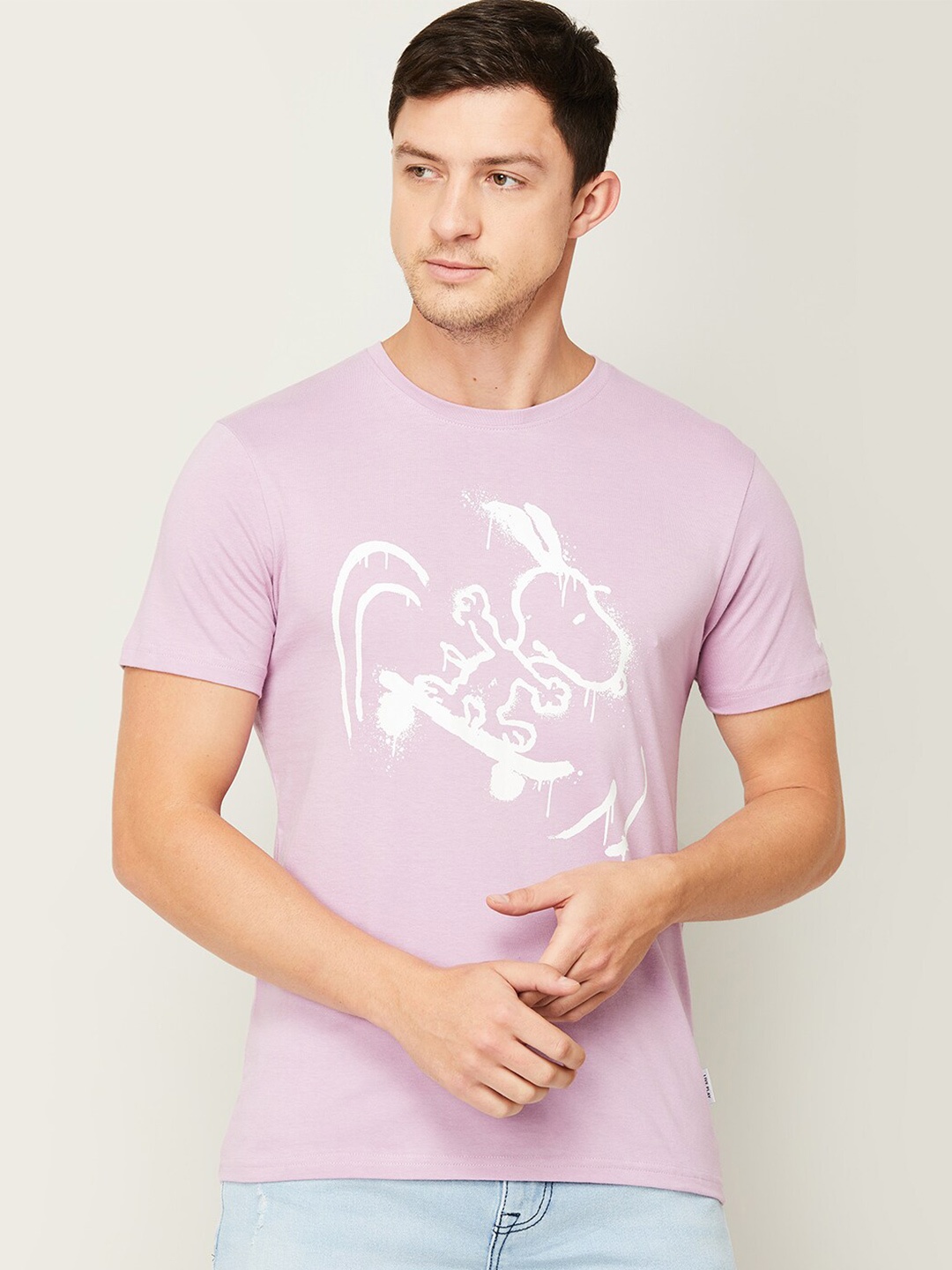 

Fame Forever by Lifestyle Men Purple Printed Applique T-shirt