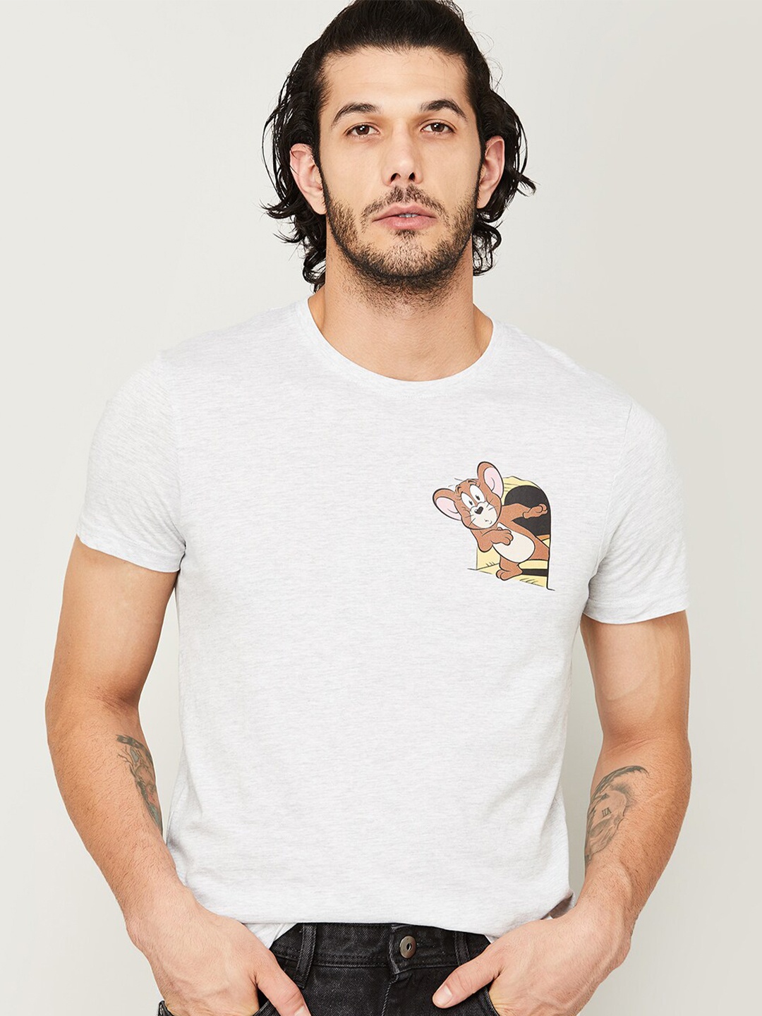 

Fame Forever by Lifestyle Men Grey Cartoon Printed T-shirt
