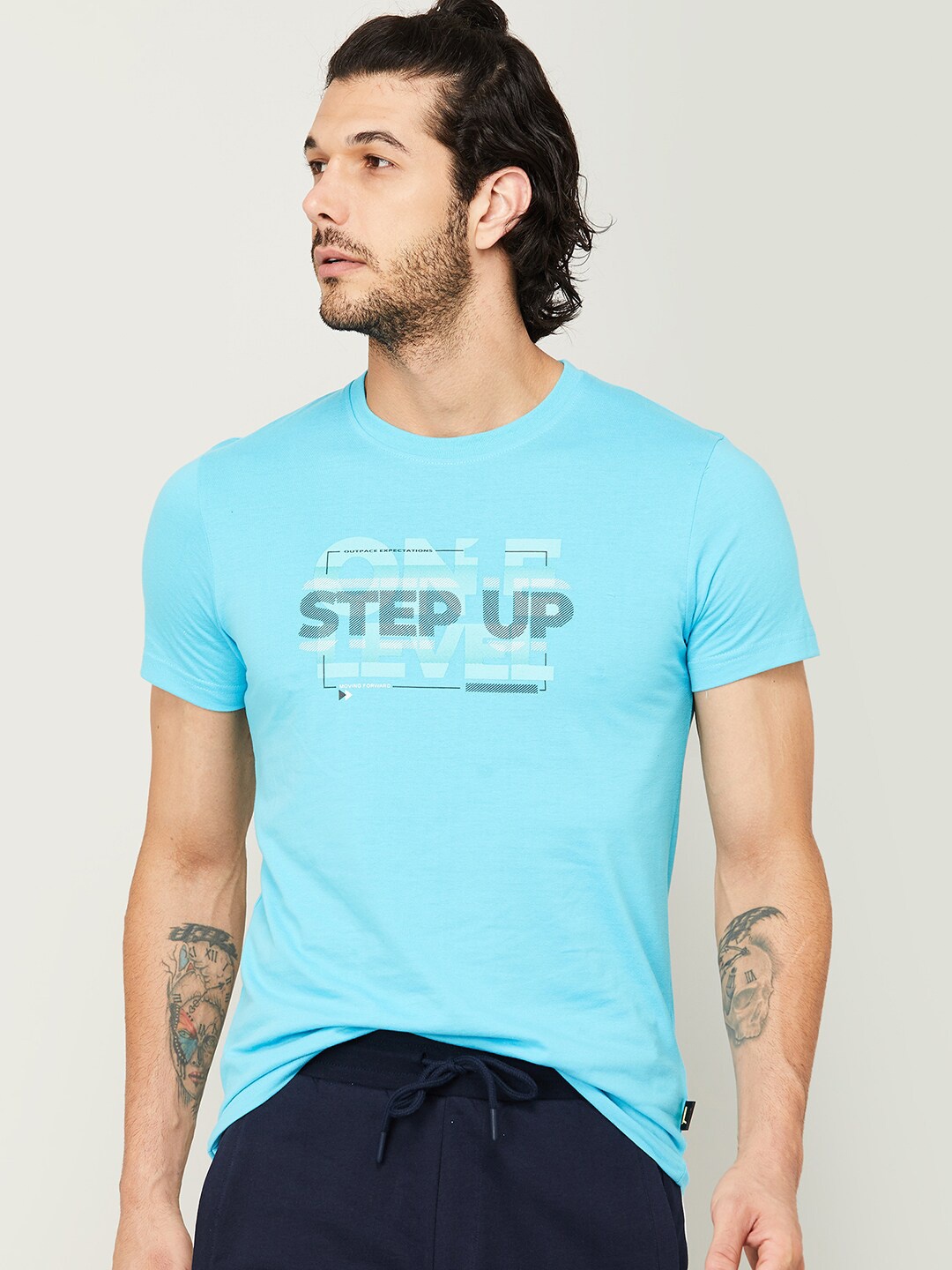 

Fame Forever by Lifestyle Men Blue Printed Applique T-shirt
