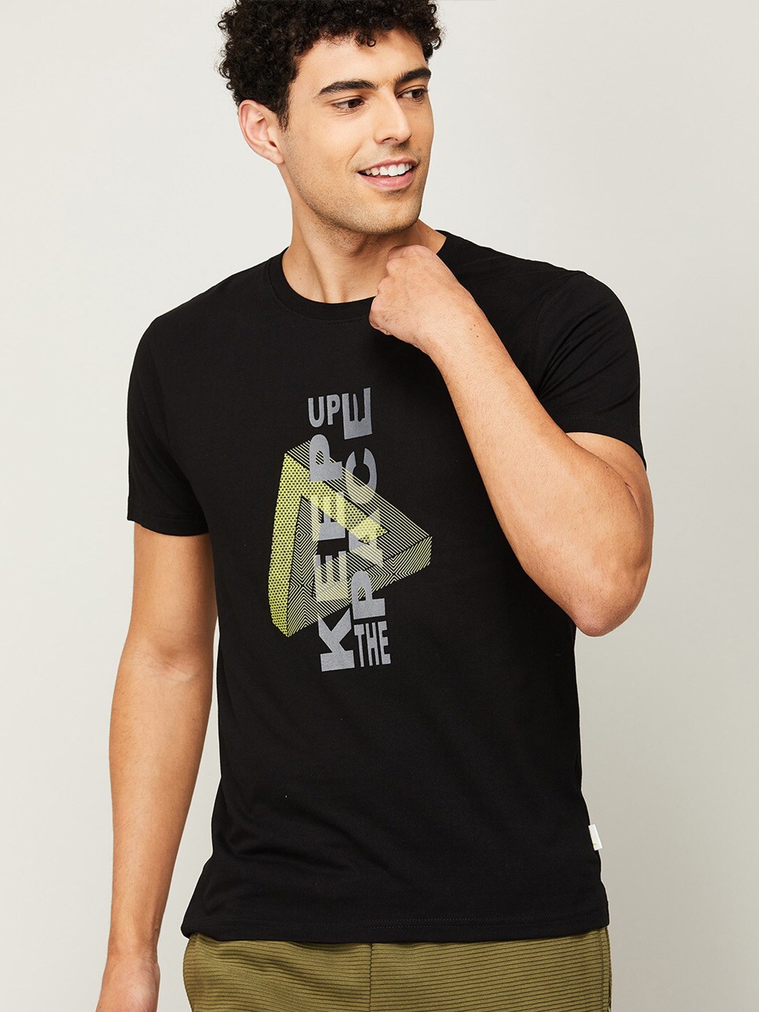 

Fame Forever by Lifestyle Men Black & Yellow Printed T-shirt