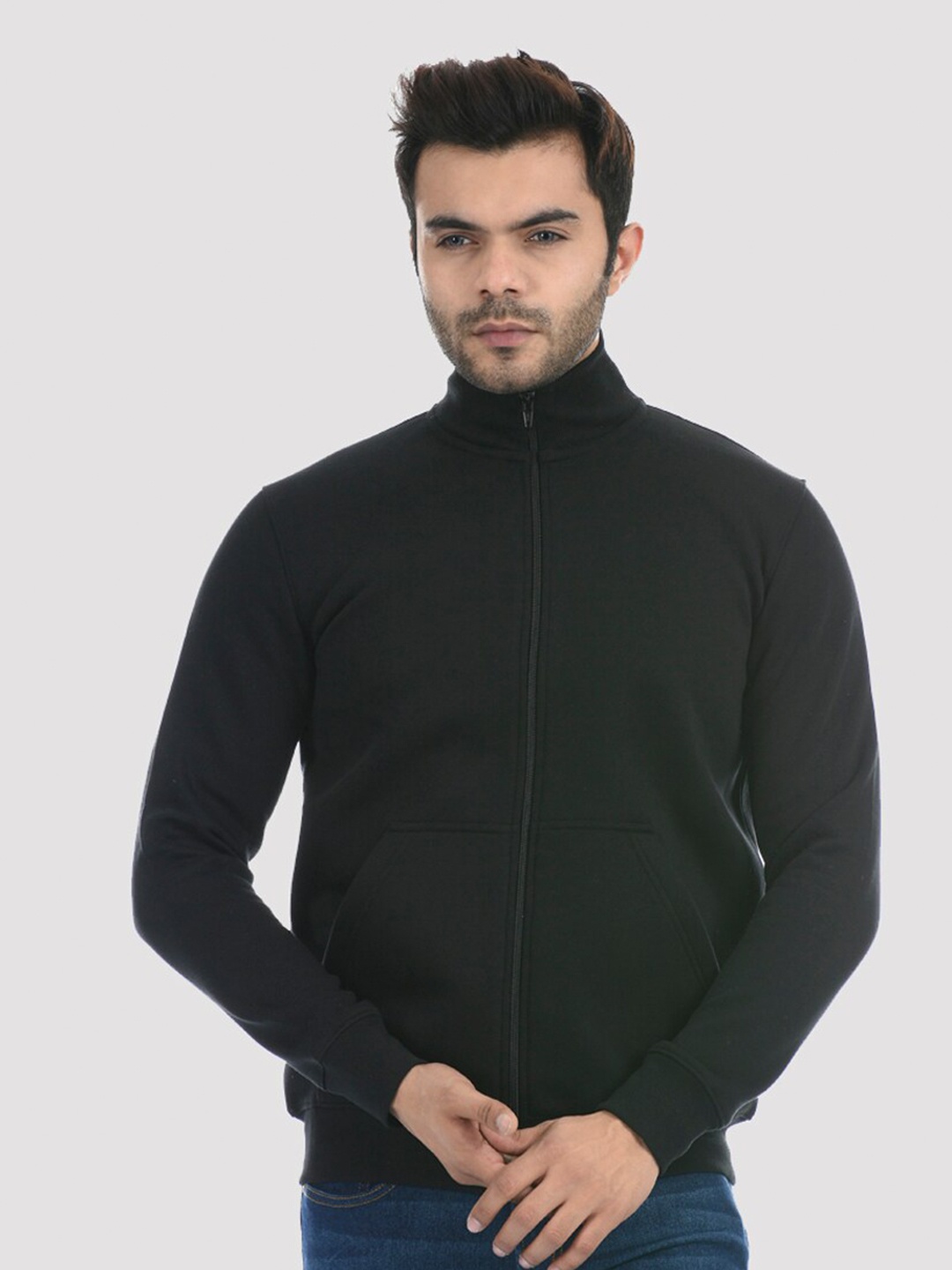 

ONEWAY Men Black Front Open Sweatshirt