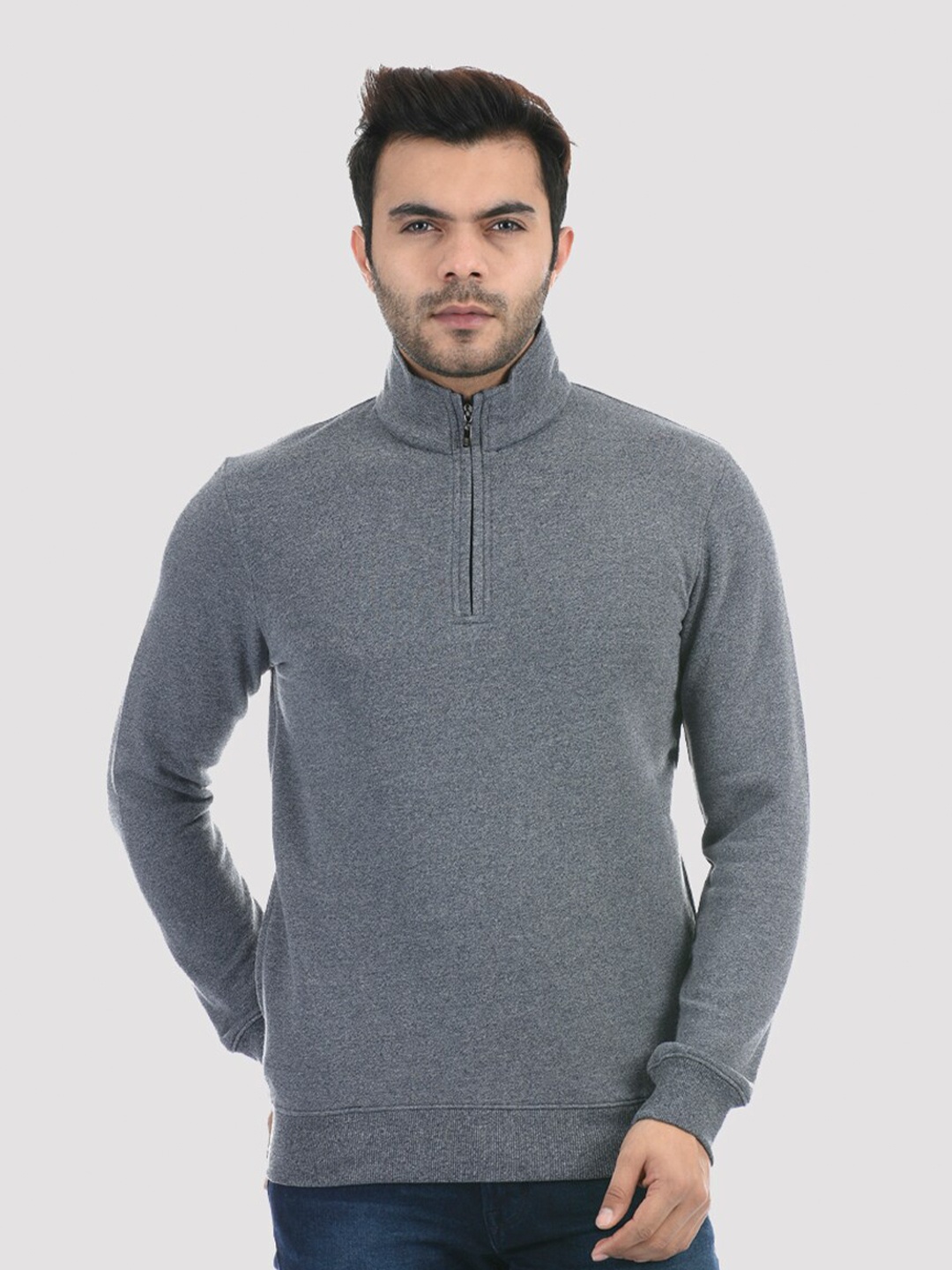

ONEWAY Men Grey Solid Sweatshirt