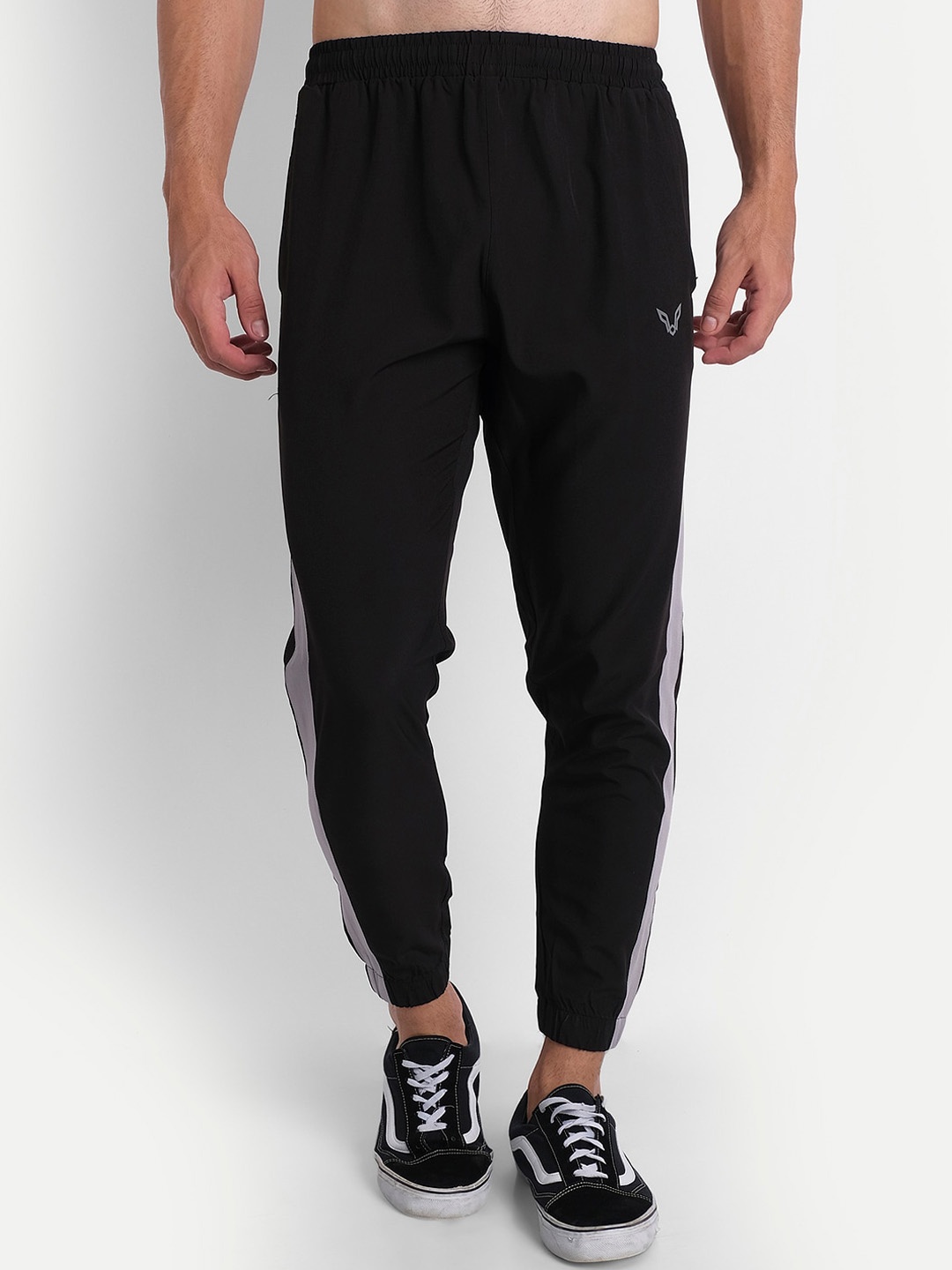 

MKKO Men Black Striped Slim Fit Track Pant