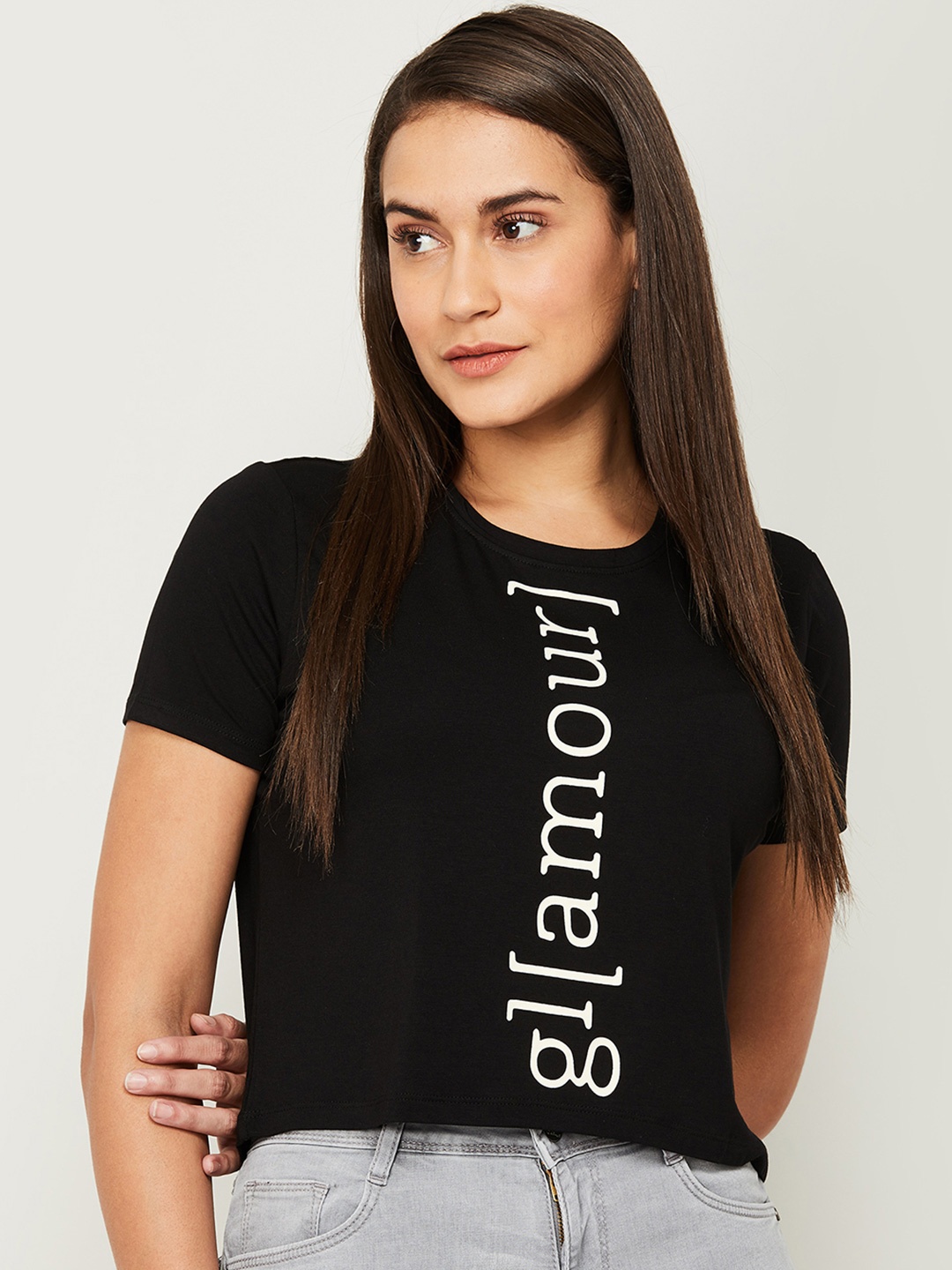

Ginger by Lifestyle Women Black Typography Printed T-shirt