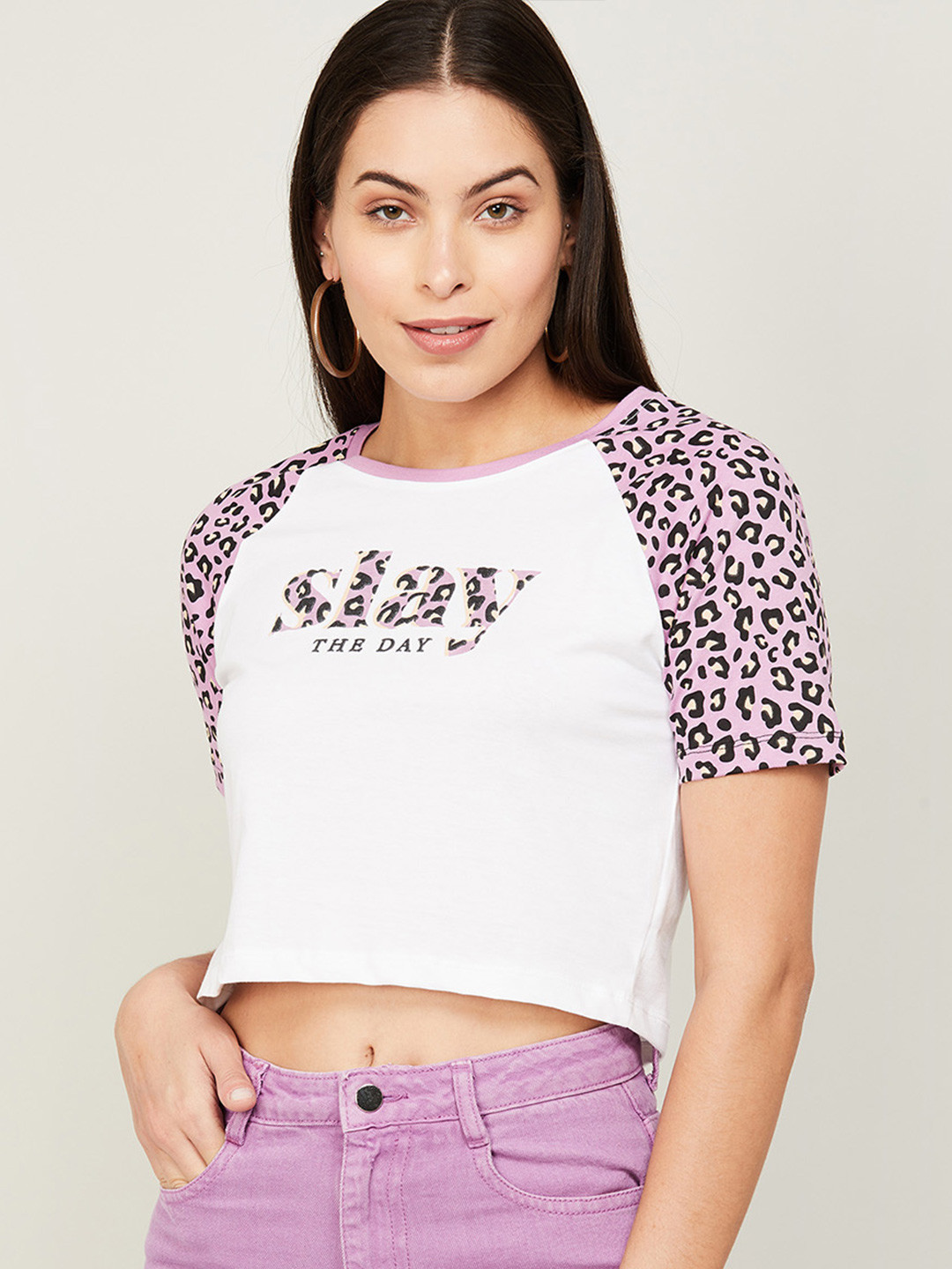 

Ginger by Lifestyle Women White Typography Printed Raw Edge T-shirt