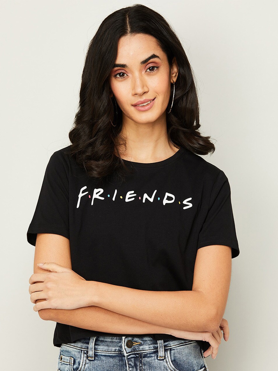 

Ginger by Lifestyle Women Black & White Typography Printed T-shirt