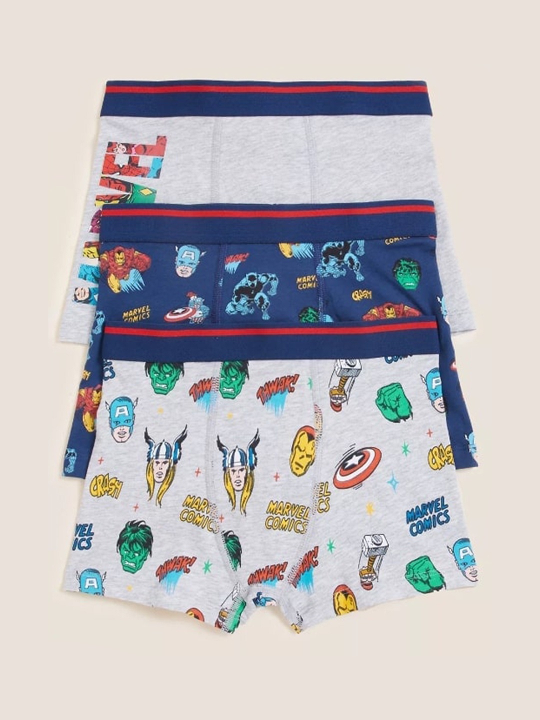 

Marks & Spencer Boys Pack of 3 Multicolored Marvel Printed Trunk, Multi