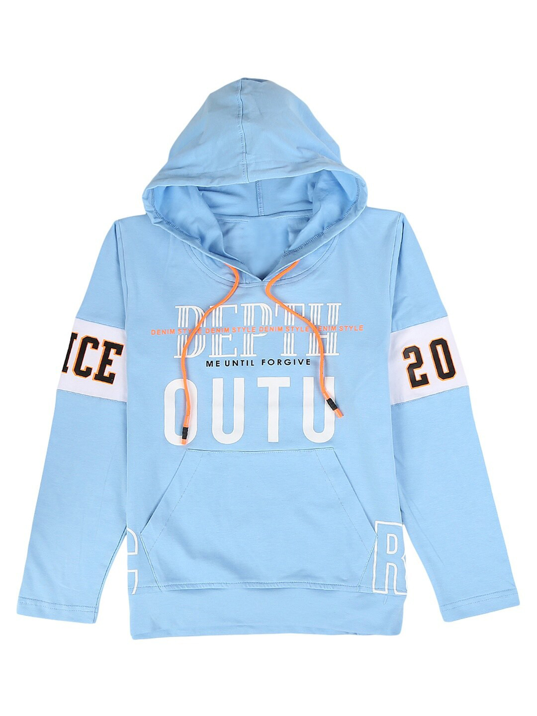 

V-Mart Boys Blue Typography Printed Single Jersey Hooded Neck T-shirt