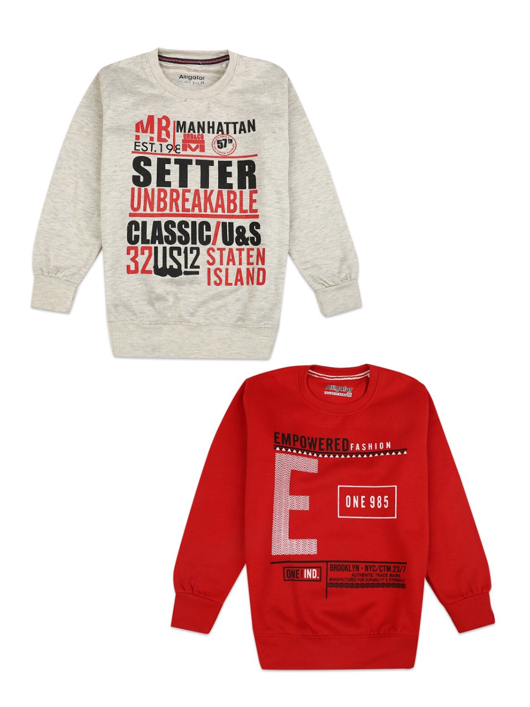 

V-Mart Boys Set of 2 Typography Printed T-shirts, Red