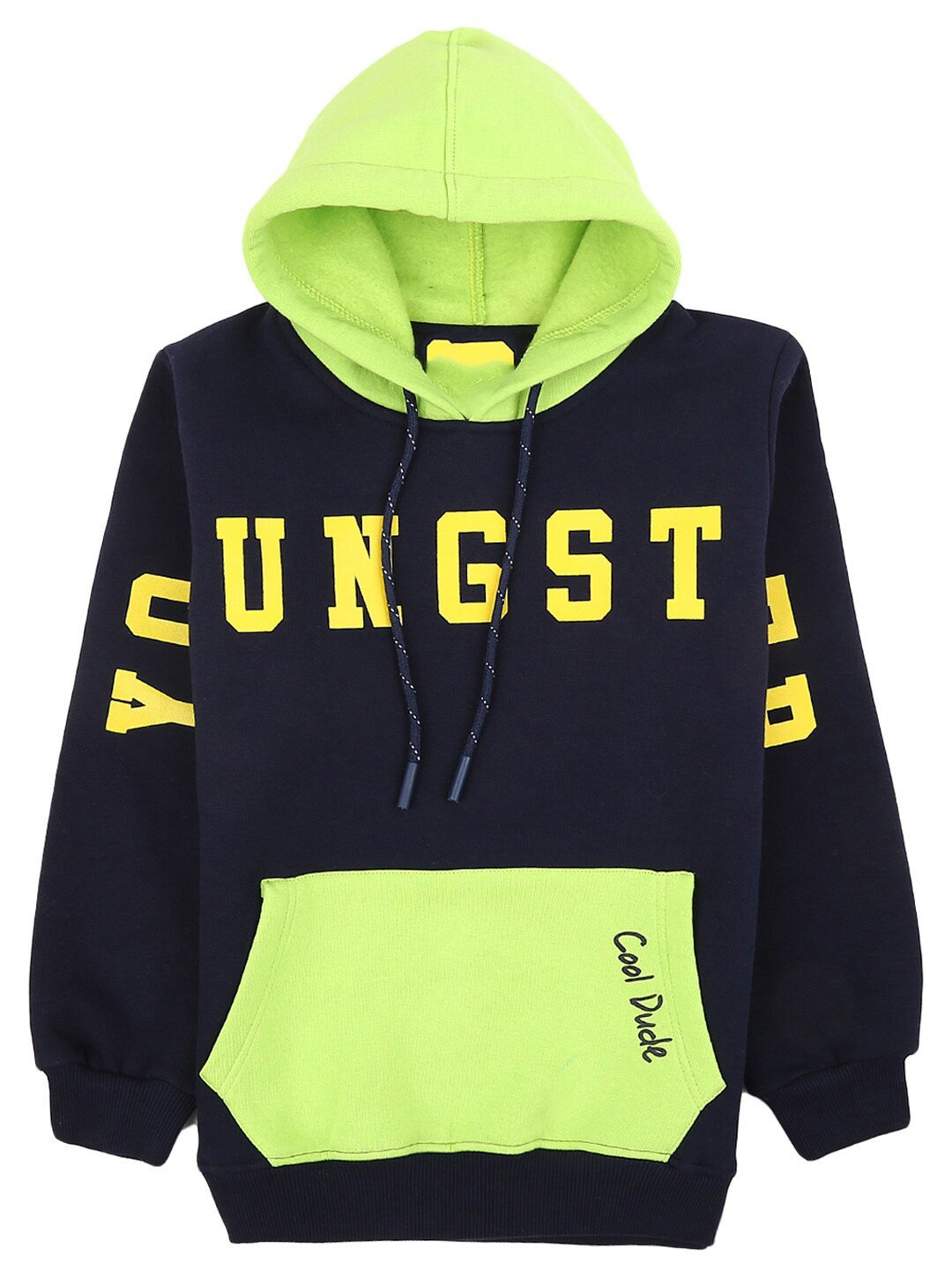 

V-Mart Boys Navy Blue Printed Hooded Sweatshirt