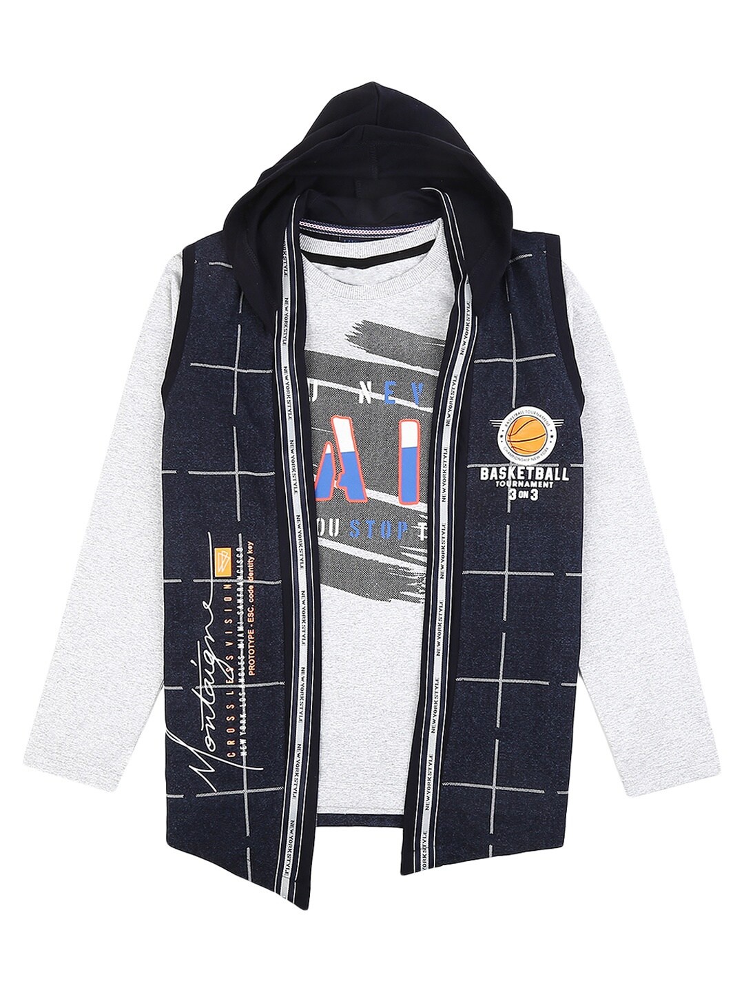 

V-Mart Boys Navy Blue Printed Applique T-shirt