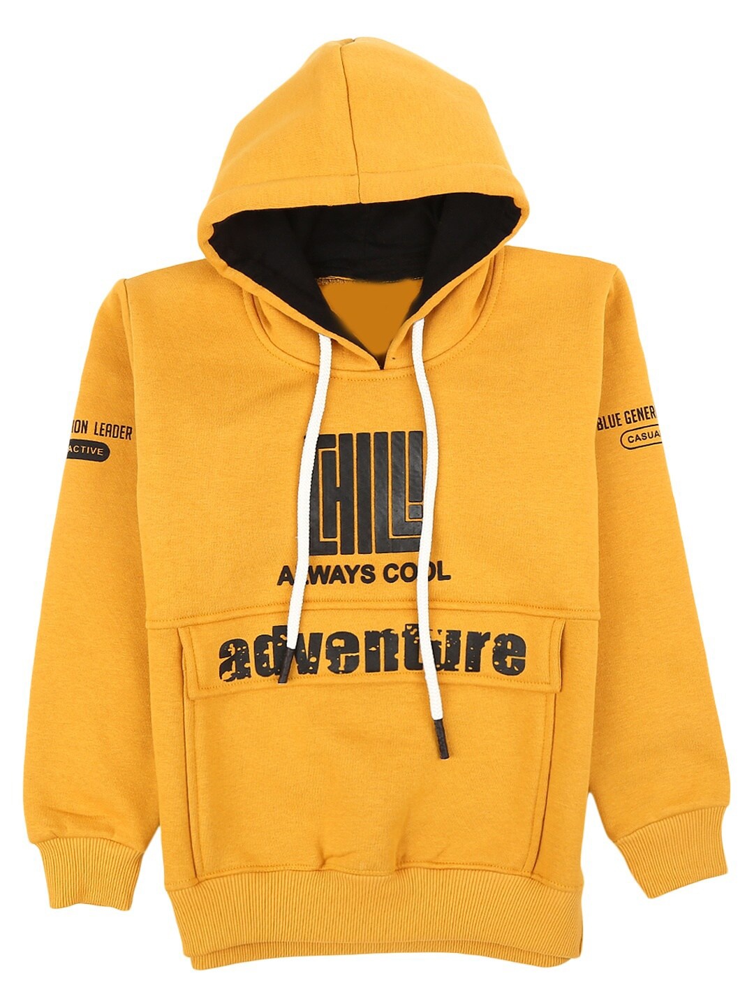 

V-Mart Boys Yellow Typography Printed Cotton Hooded T-shirt
