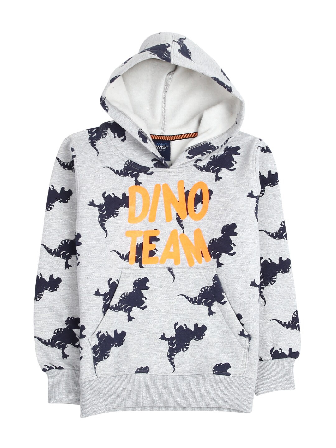

V-Mart Boys Grey Melange Printed Extended Sleeves Applique T-shirt
