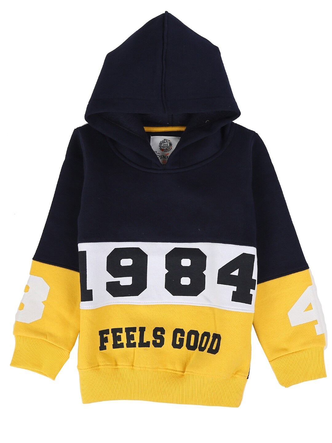 

V-Mart Boys Navy Blue Typography Printed Hooded Neck T-shirt