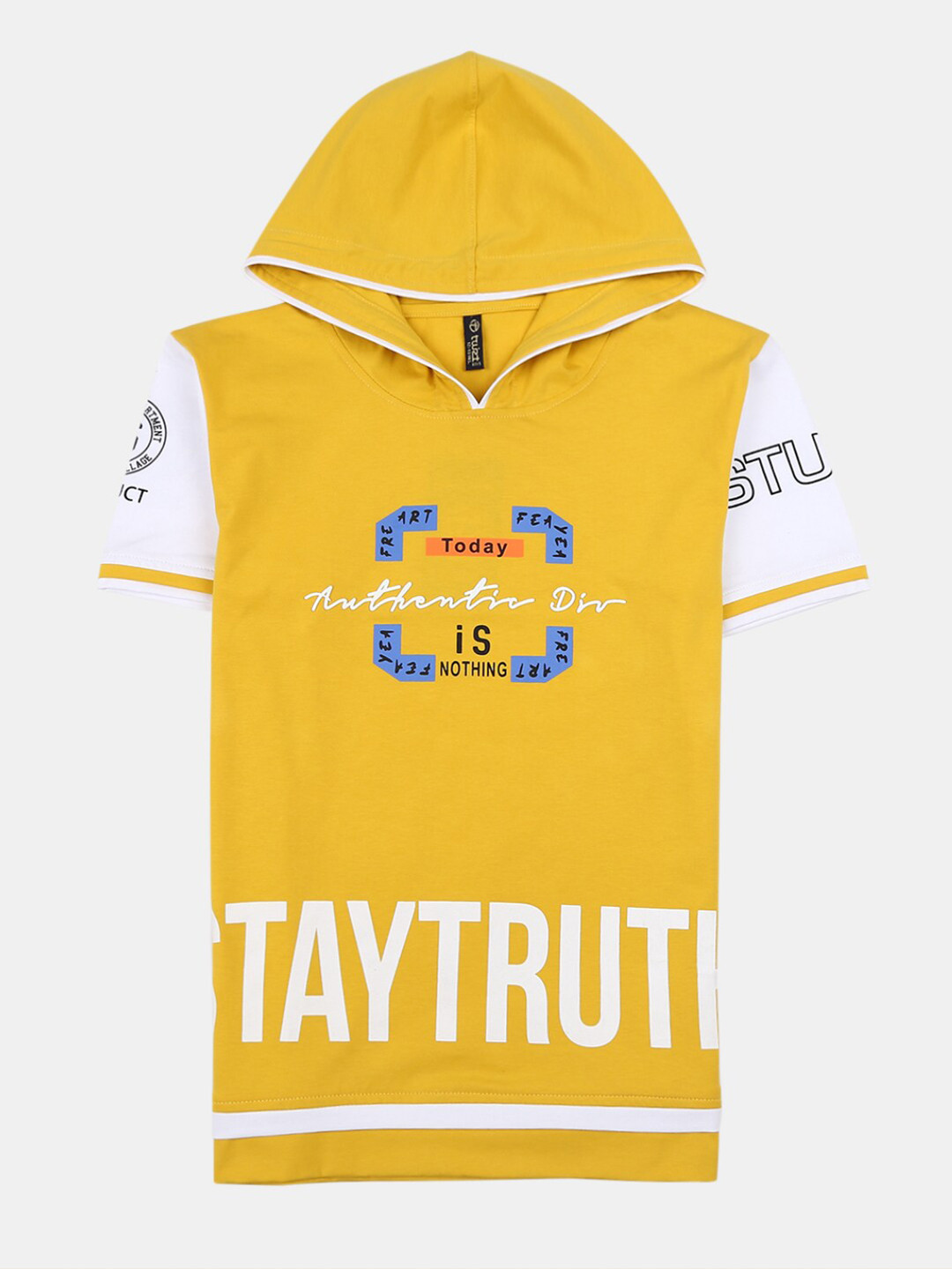 

V-Mart Boys Mustard Yellow Typography Printed Cotton T-shirt