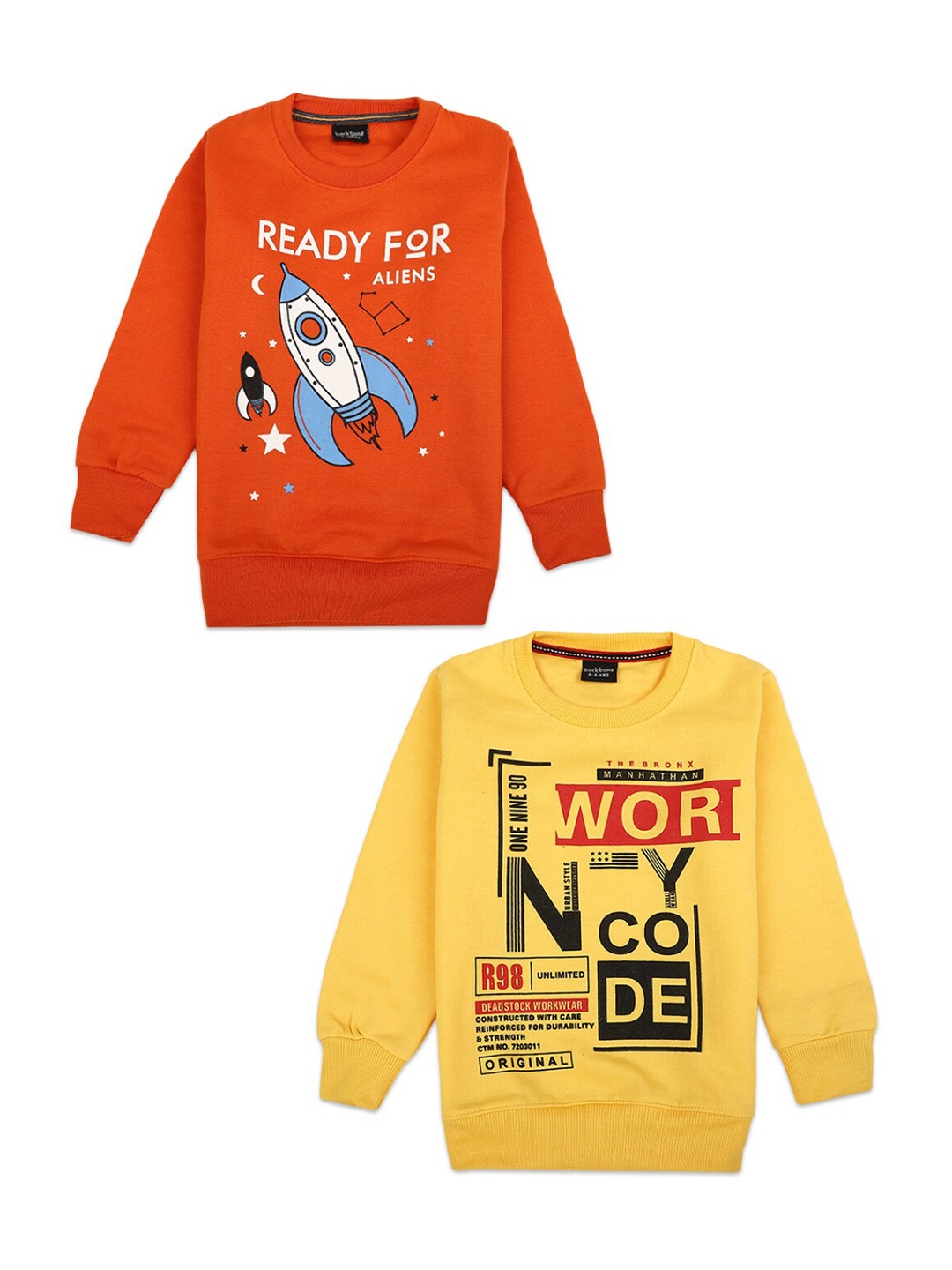 

V-Mart Boys Yellow & Orange Typography 2 Printed T-shirt