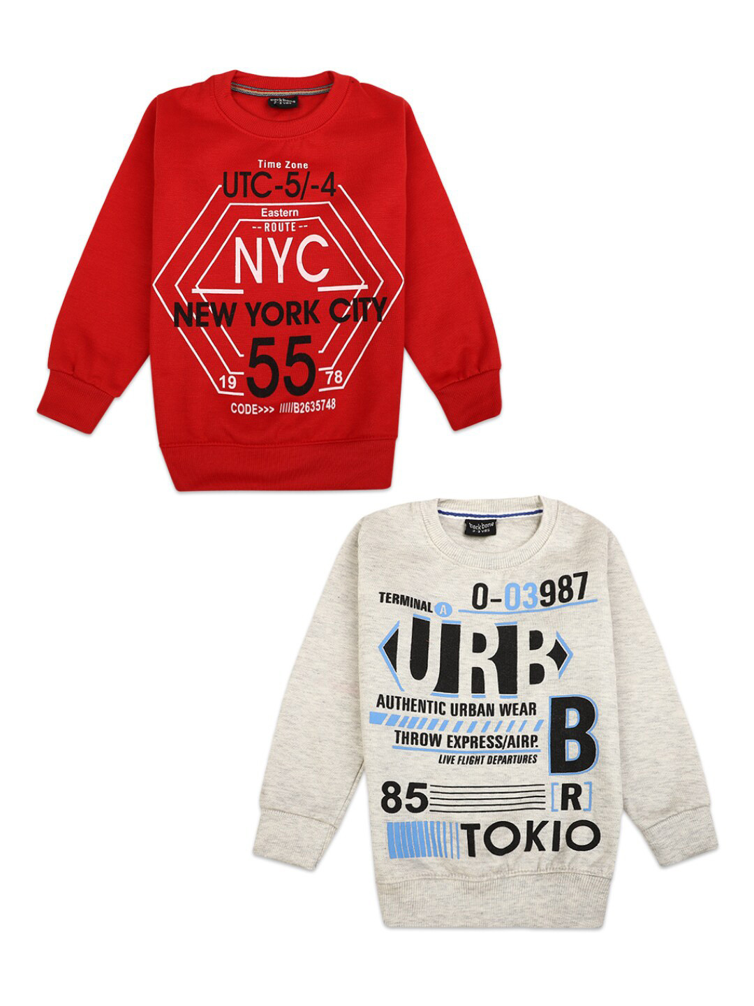 

V-Mart Boys Pack of 2 Typography Printed T-shirts, Red