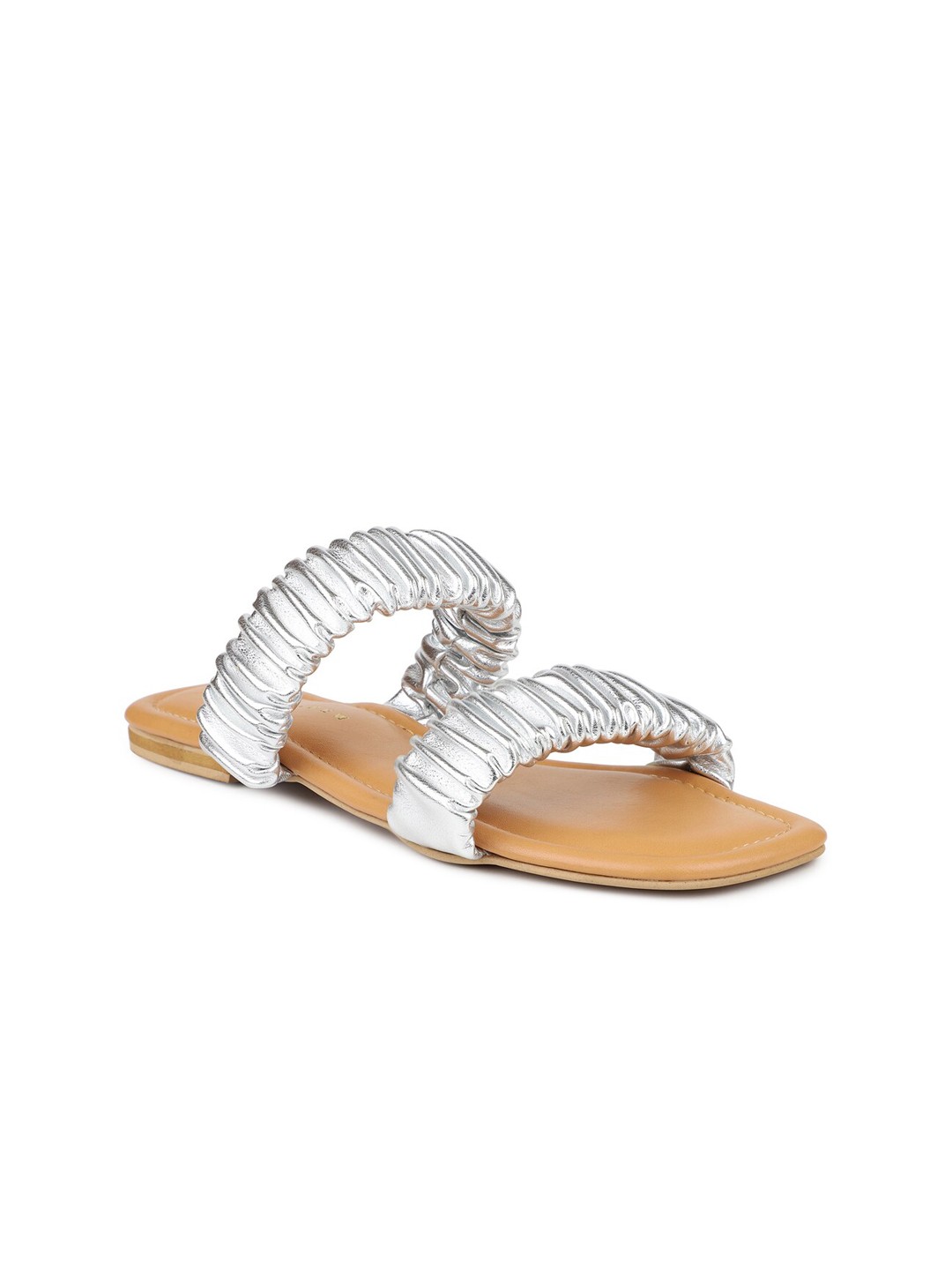 

DESIGN CREW Women Silver-Toned Flats