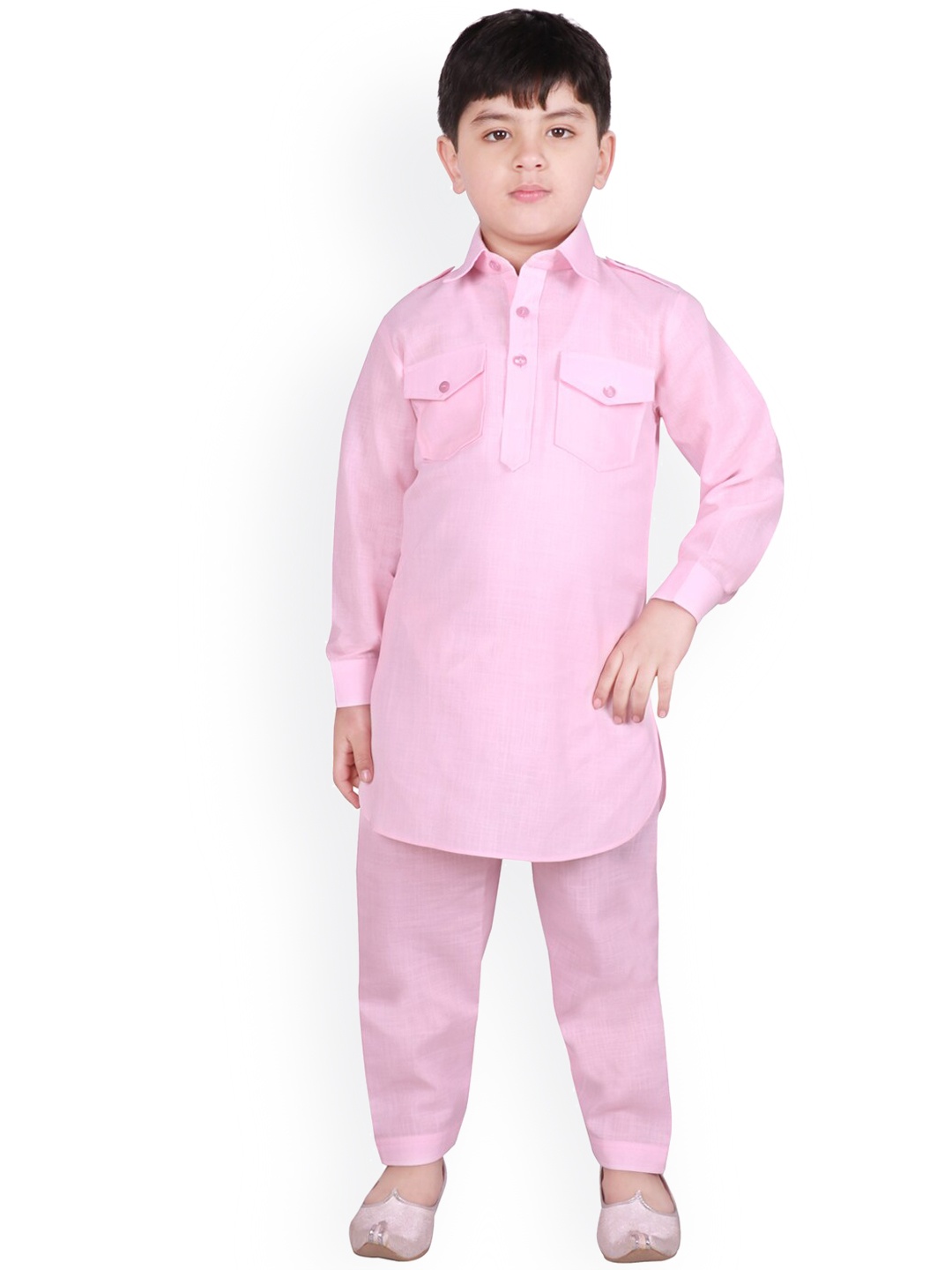 

SG YUVRAJ Boys Pink Pathani Kurta with Salwar