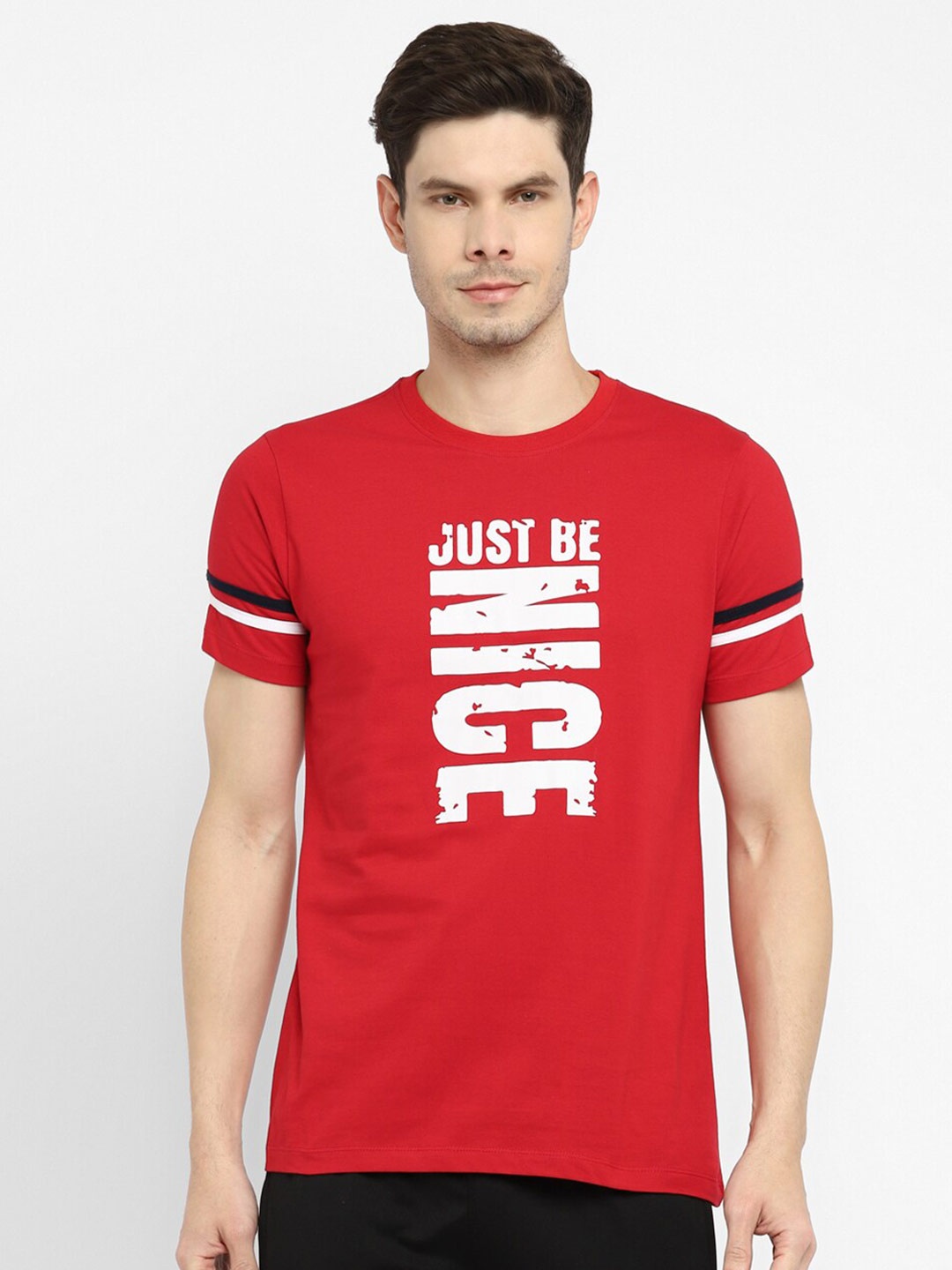 

OFF LIMITS Men Red Typography Printed Cotton T-shirt