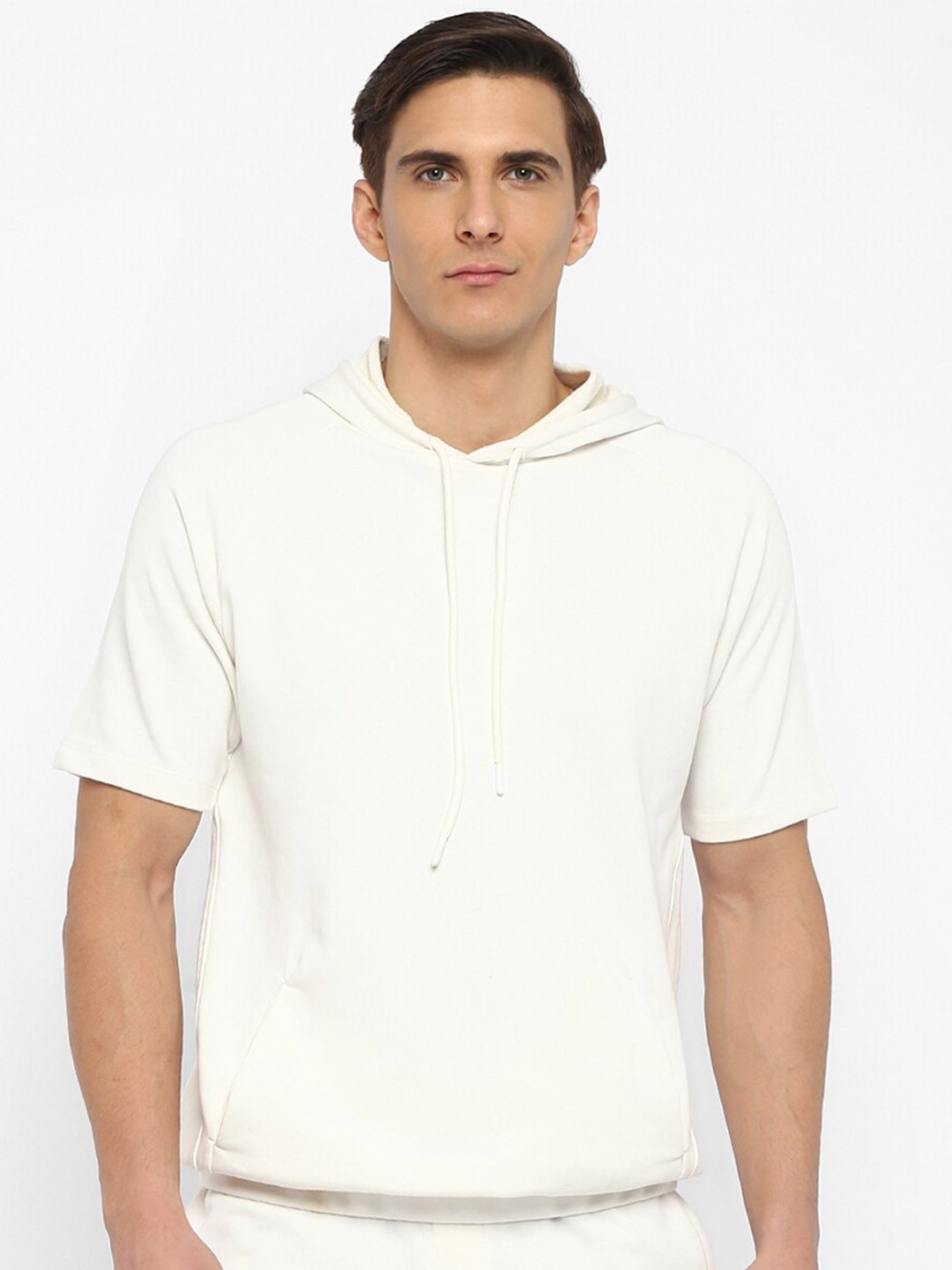 

OFF LIMITS Men cotton White polo collar hooded T-shirt short sleeves