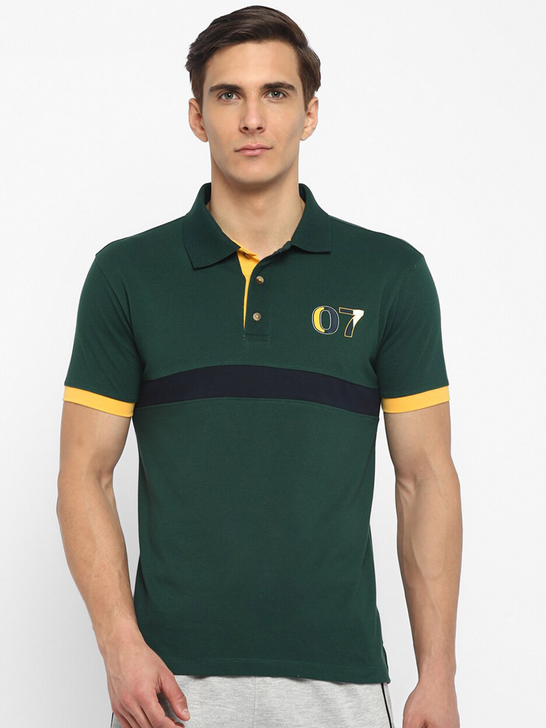 

OFF LIMITS Men Green Polo Collar Applique T-shirt
