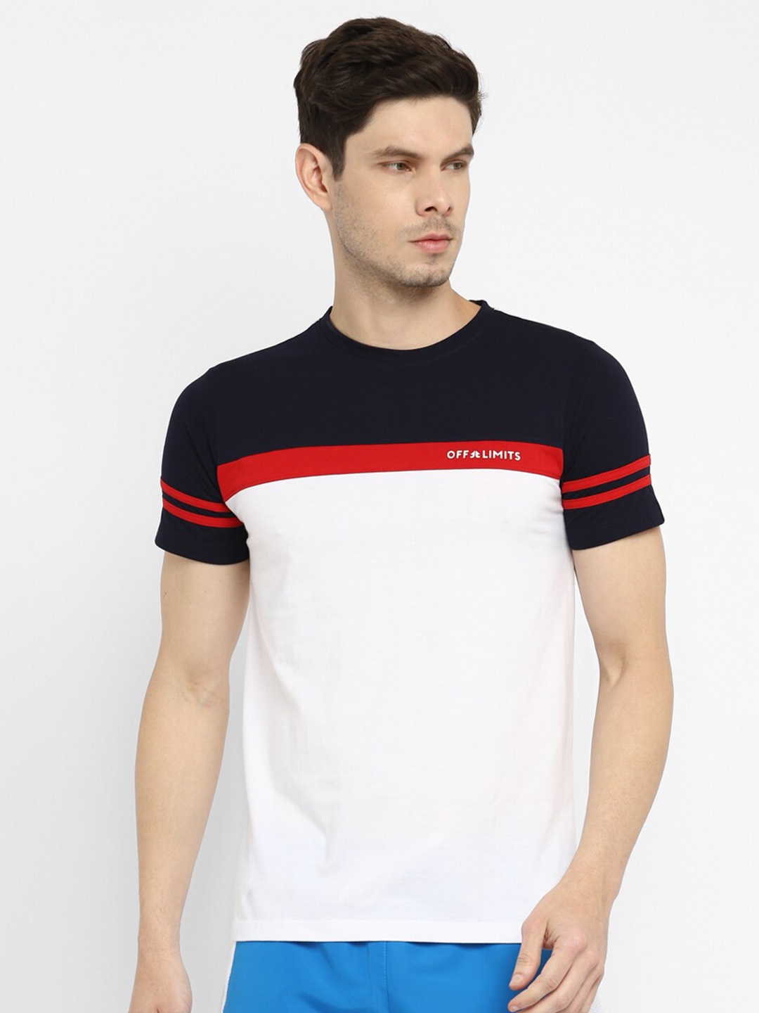 

OFF LIMITS Men White Colourblocked T-shirt