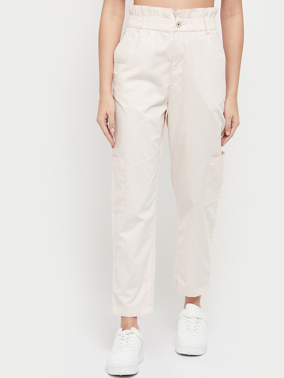 

max Women Pink Solid Mid Rise Regular Trousers