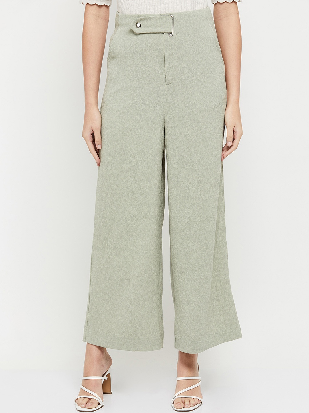 

max Women Green Mid Rise Regular Fit Trousers