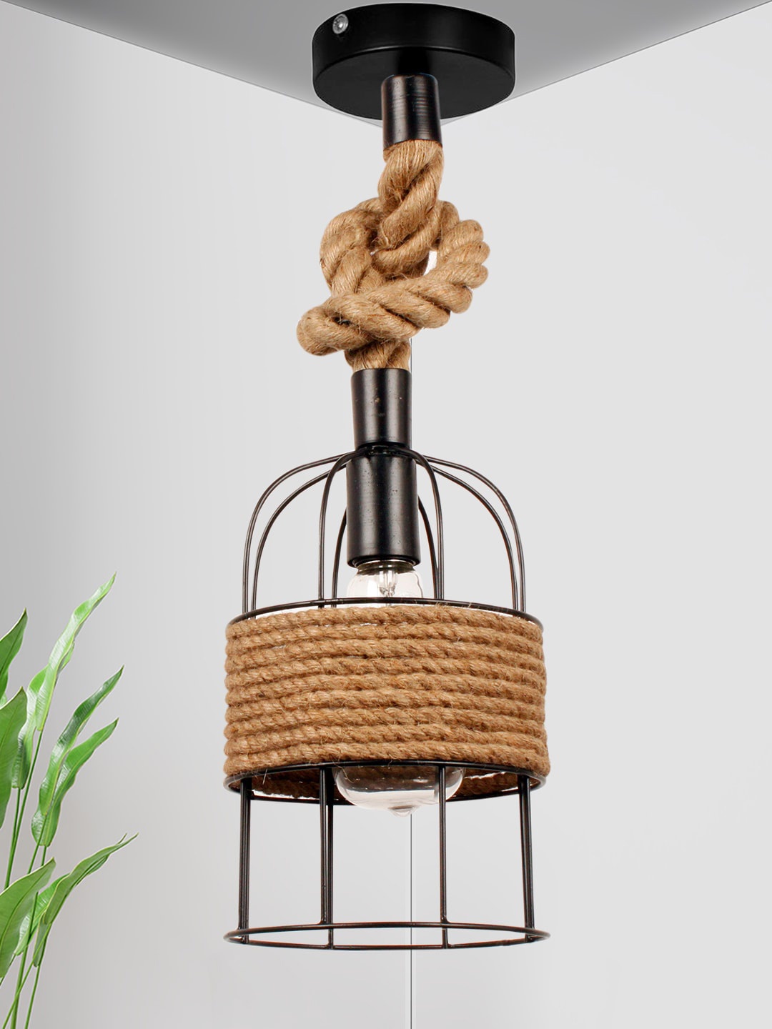 

Home Craft Theme Black Solid T-Pinjra Ceiling Hanging Lamp ( Bulb Not Included )