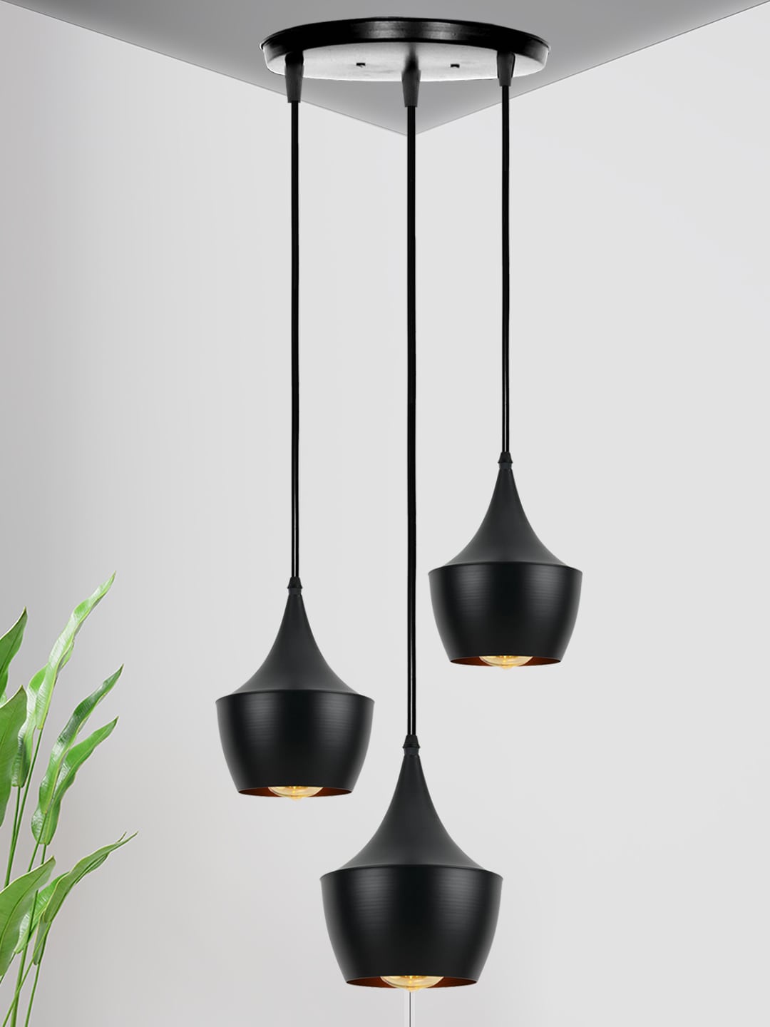 

Home Craft Theme Black Solid 3-Vintage Metal Ceiling Pendant Lamp