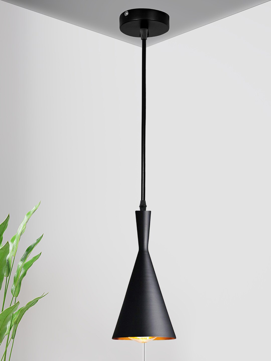 

Home Craft Theme Black Cone-shaped Metal Ceiling Hanging Lamp