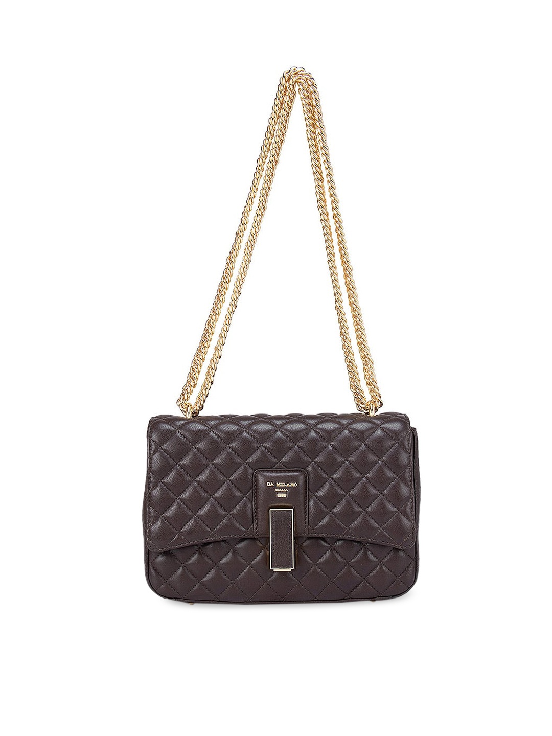 

Da Milano Brown Geometric Textured Leather Structured Sling Bag