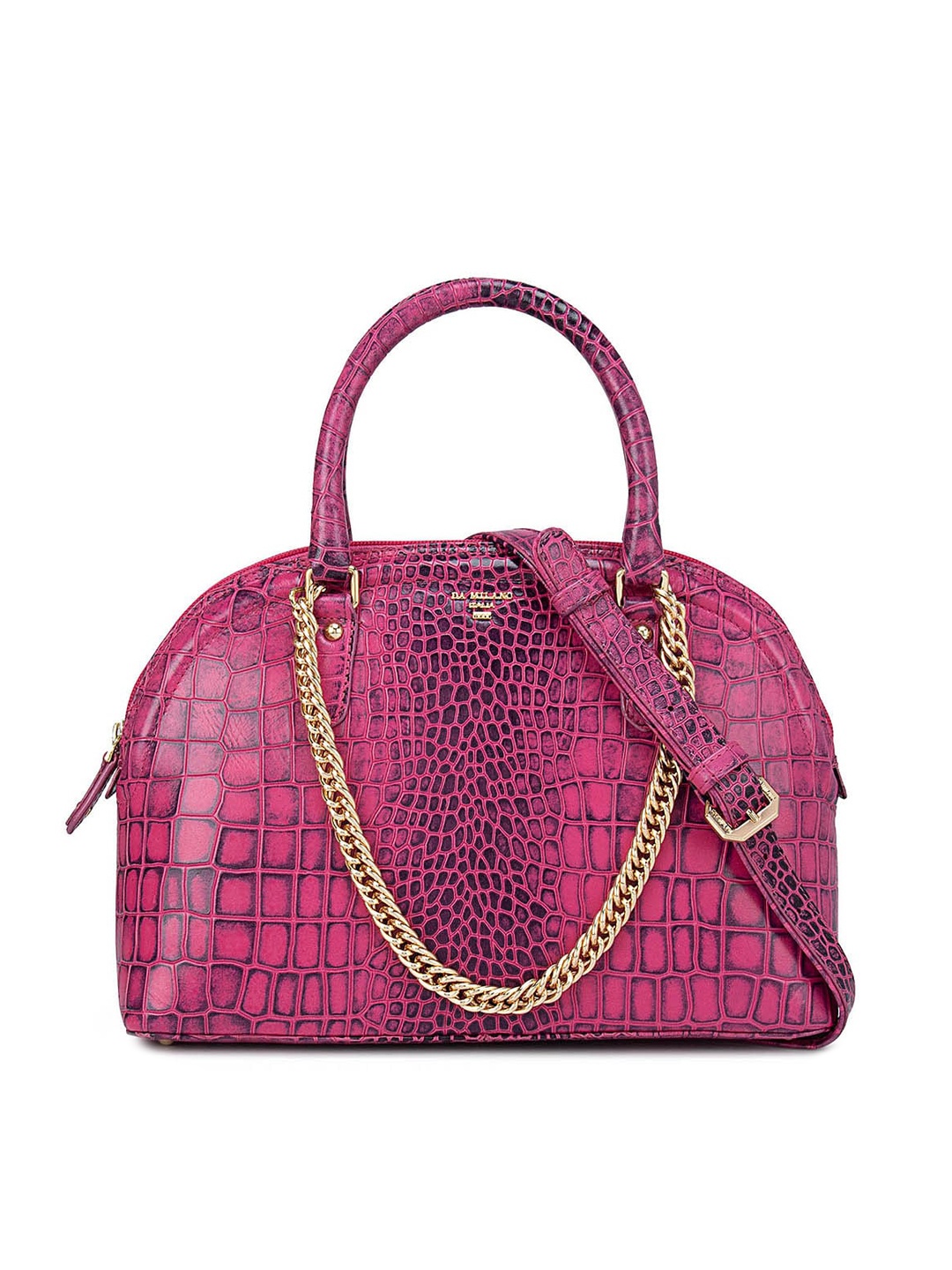 

Da Milano Pink Animal Leather Structured Handheld Bag