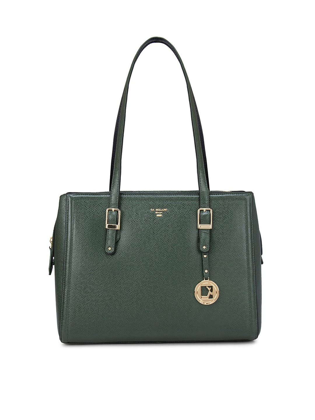 

Da Milano Green Leather Structured Shoulder Bag
