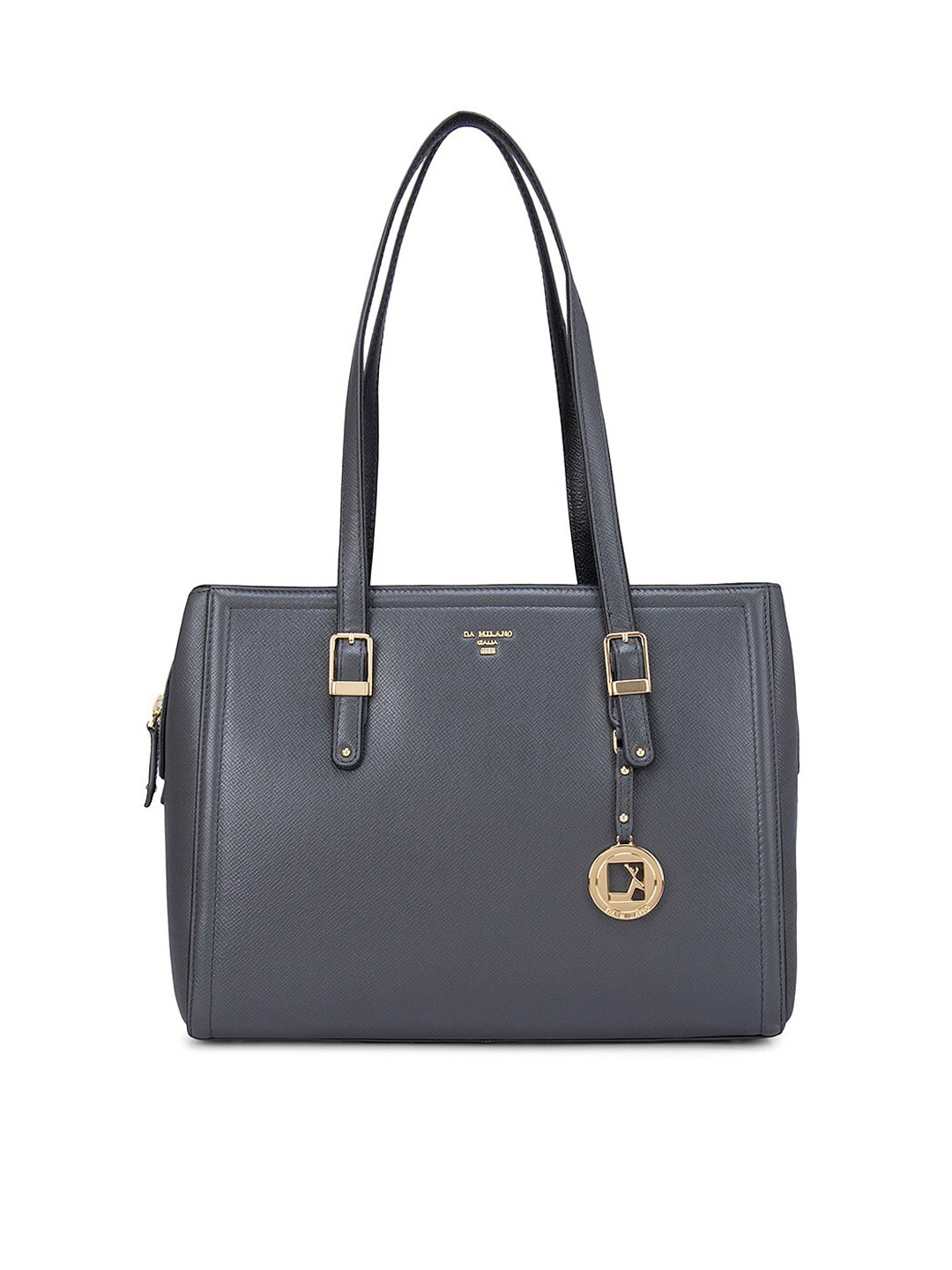 

Da Milano Grey Leather Structured Shoulder Bag