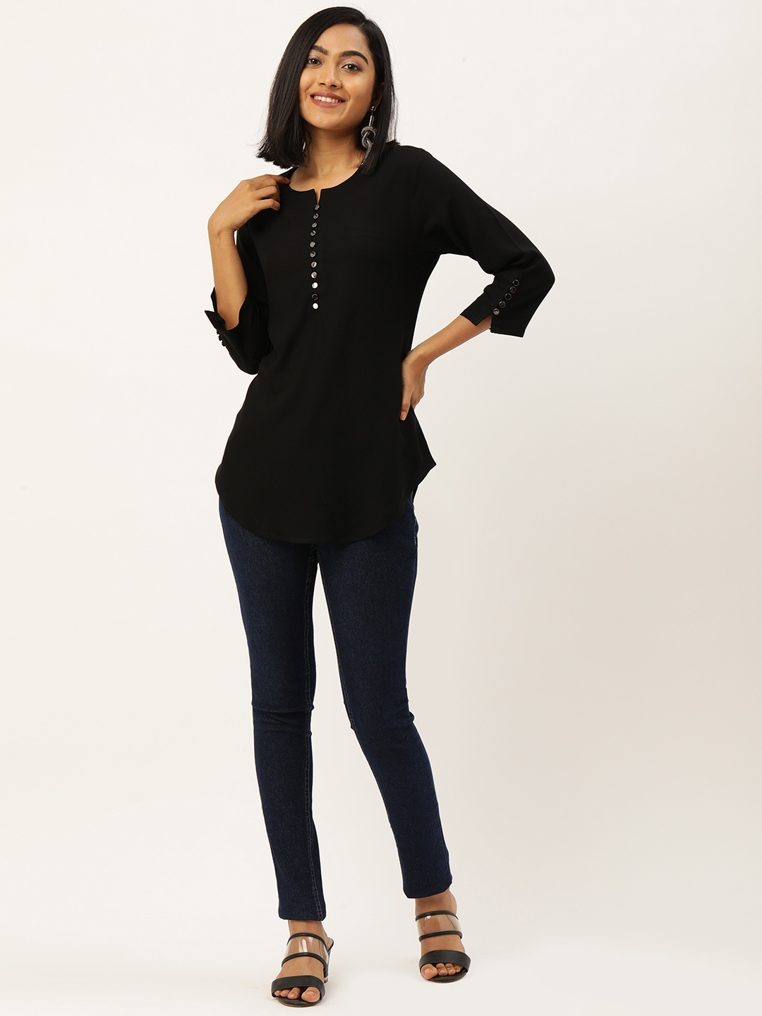 

ZOLA Black Viscose Rayon Tunic