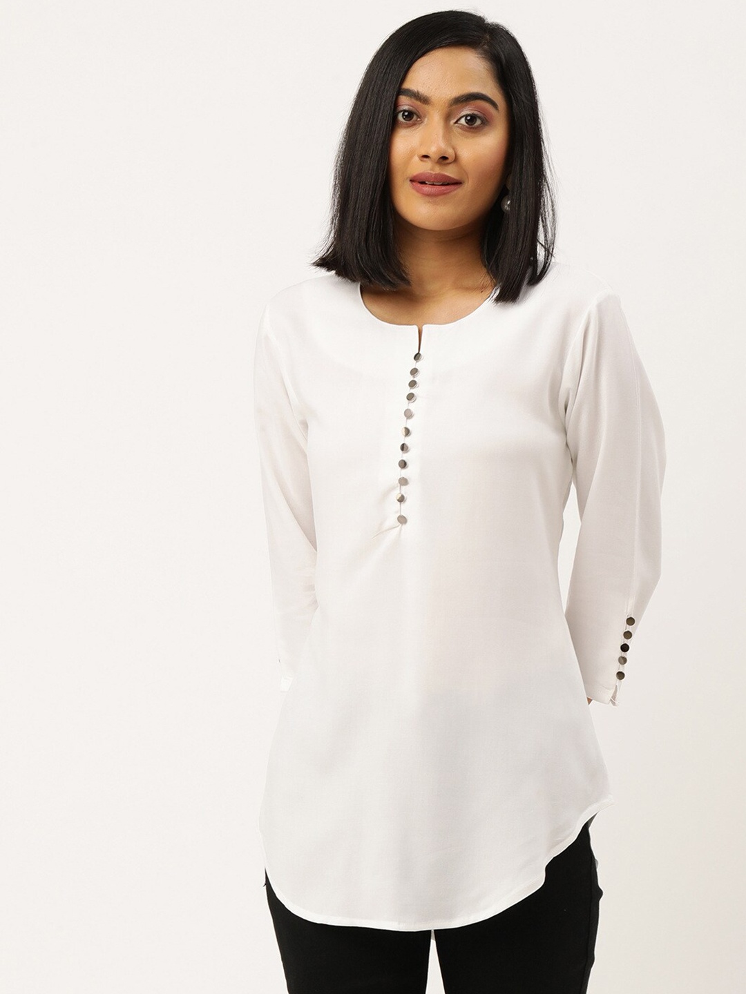 

ZOLA White Solid Monochrome Tunic