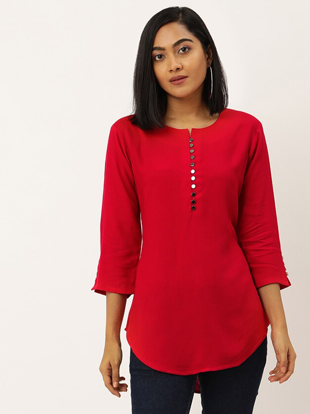 

ZOLA Red Viscose Rayon Tunic