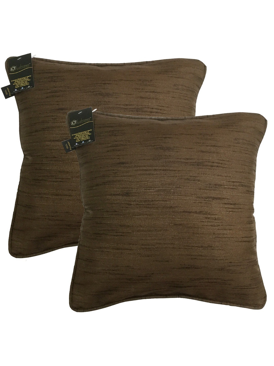 

Lushomes Brown Set of 2 Square Cushion Covers