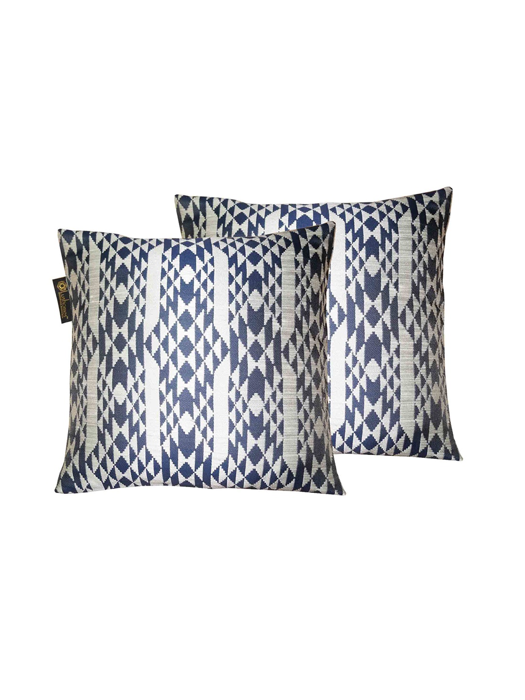 

Lushomes Adults Blue & White Set of 2 Polyester Jacquard Square Cushion Covers