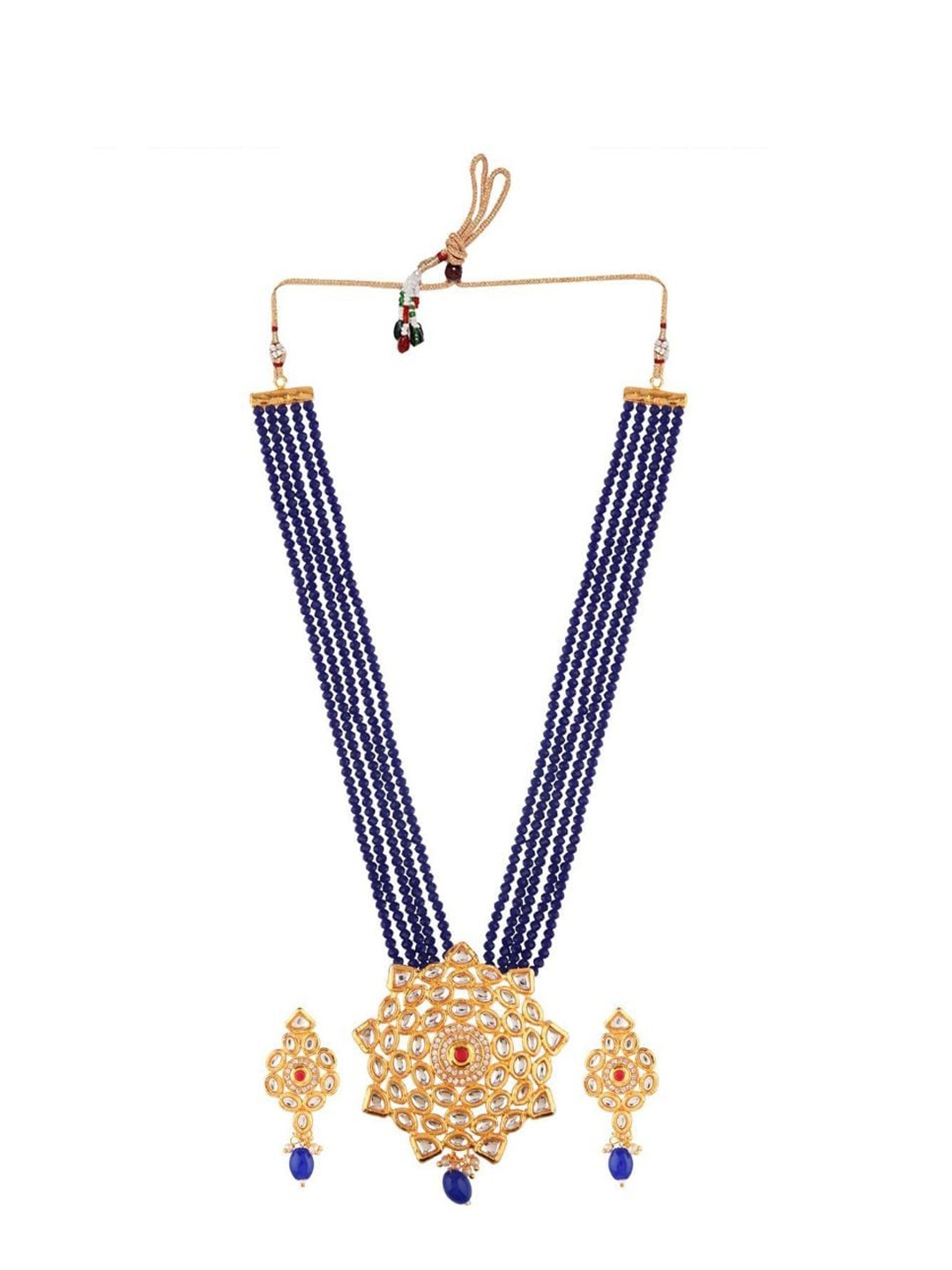 

Efulgenz Blue & White Gold-Plated Crystal Stone Studded Beaded Jewellery Set