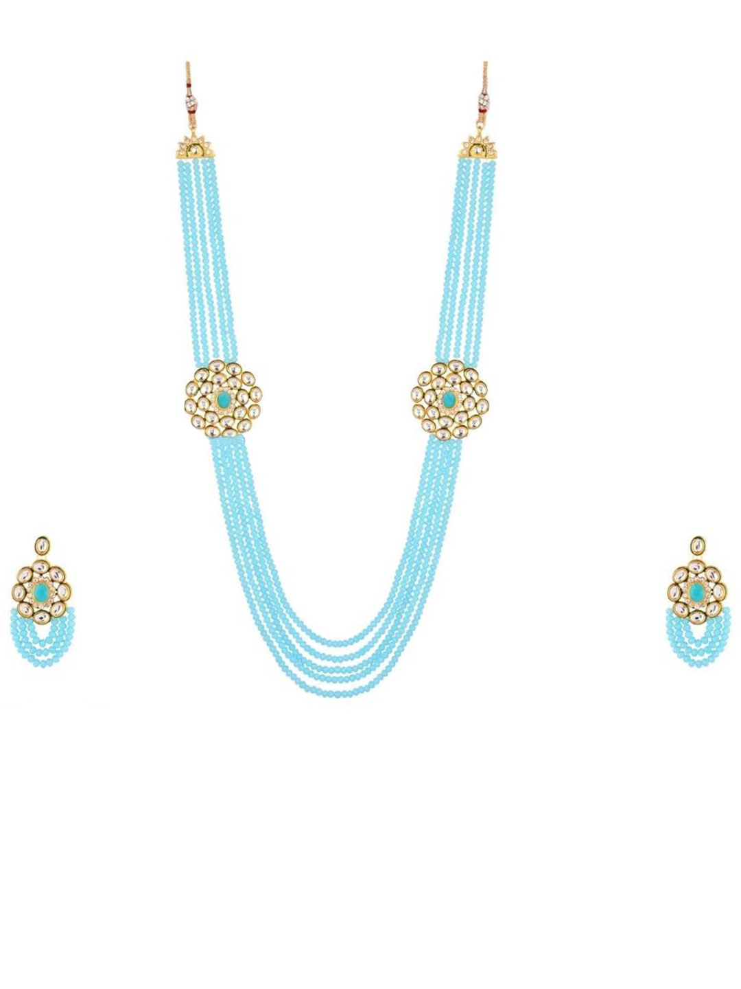 

Efulgenz Gold-Plated Traditional Faux Pearl Beaded Multi Layered Stranded Jewellery Set