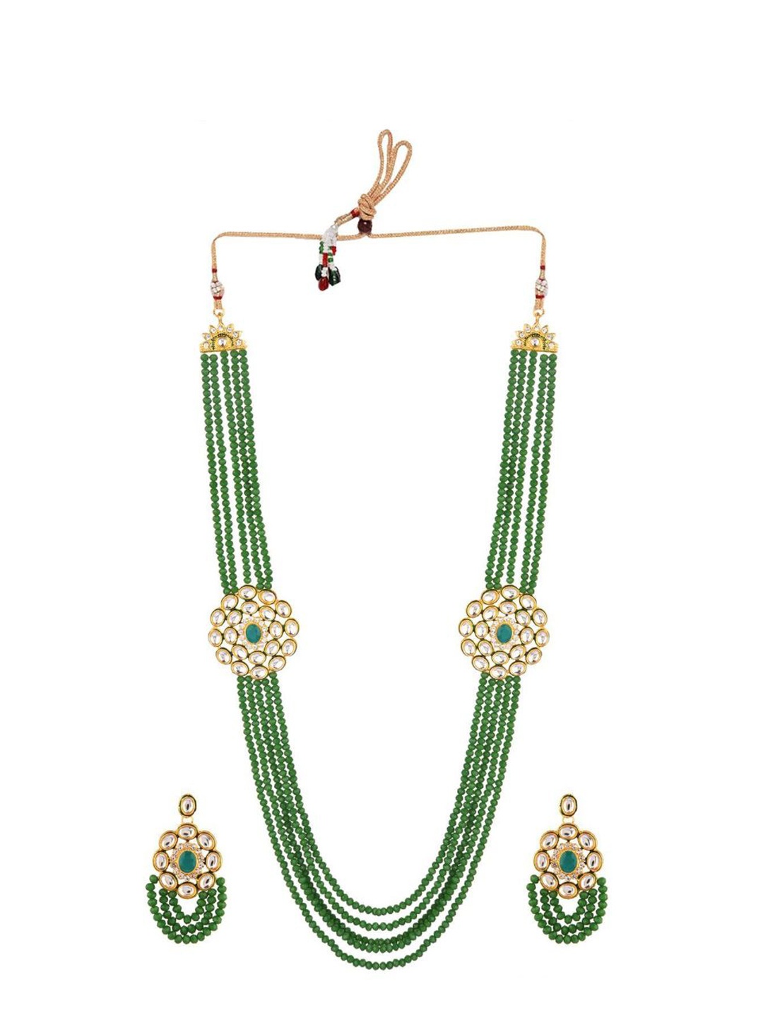 

Efulgenz Green & Gold Plated Beaded Layered Jewellery Set