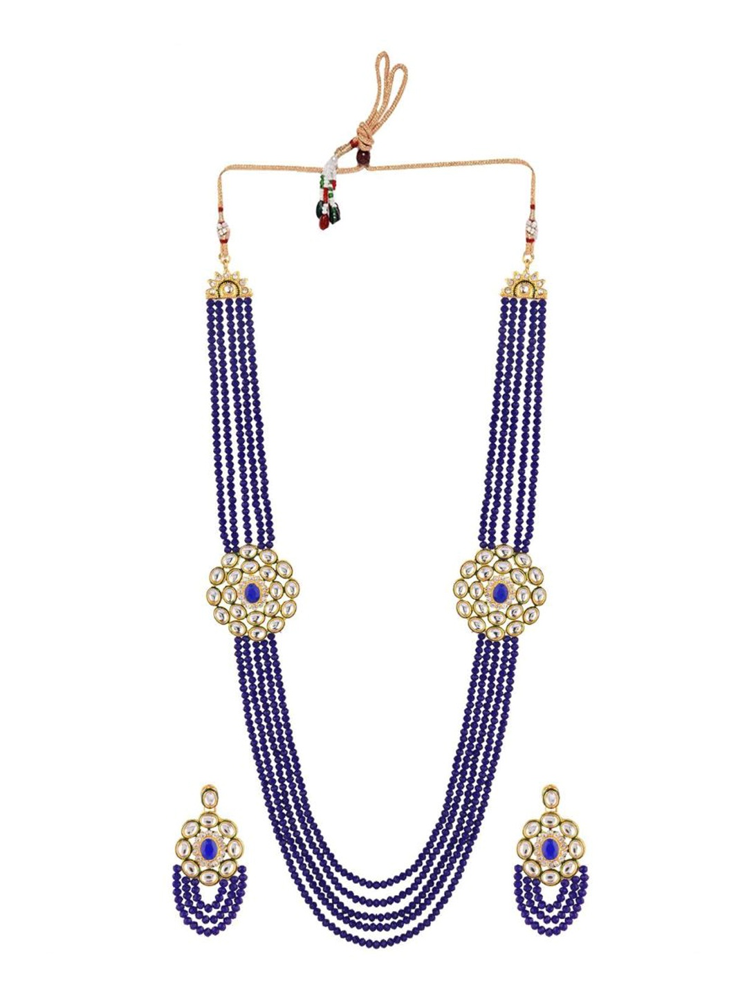 

Efulgenz Navy Blue Gold-Plated Multilayered Beaded Jewellery Set