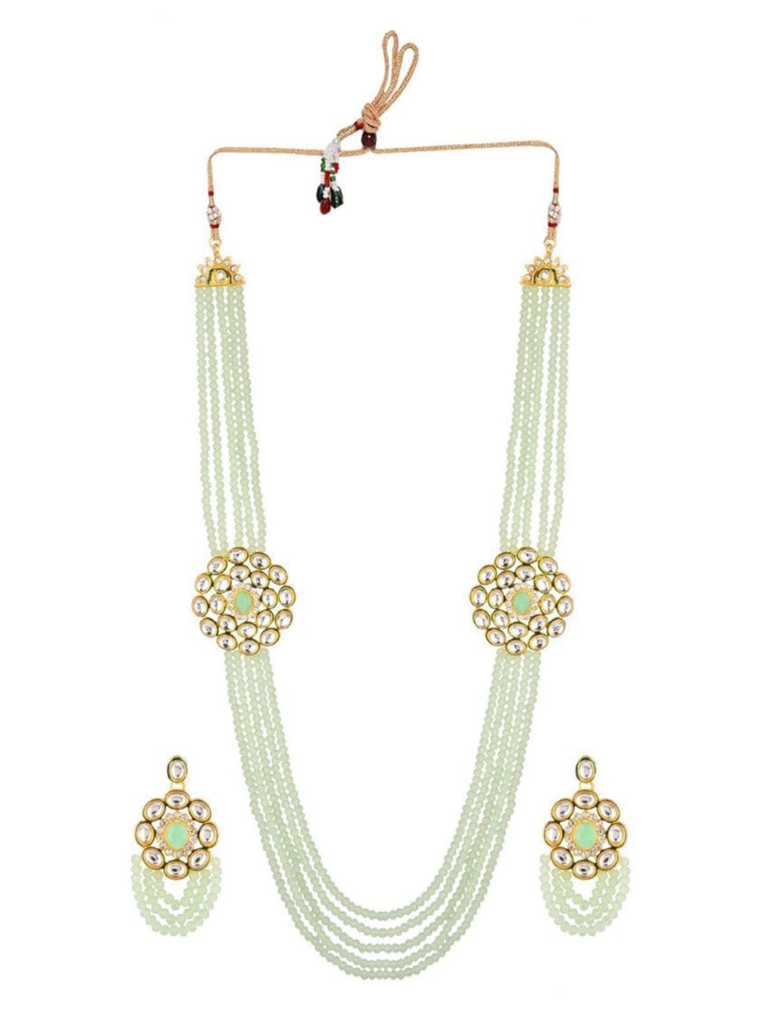 

Efulgenz Sage Green & Gold Plated Layered Jewellery Set, Lime green