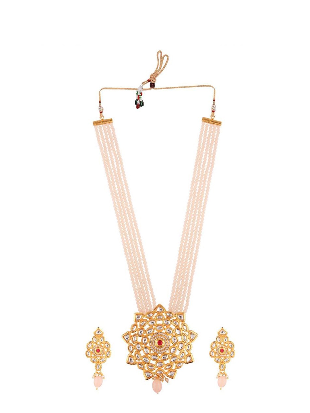 

Efulgenz Beige Gold-Plated Multi-stranded Beaded Jewellery Set
